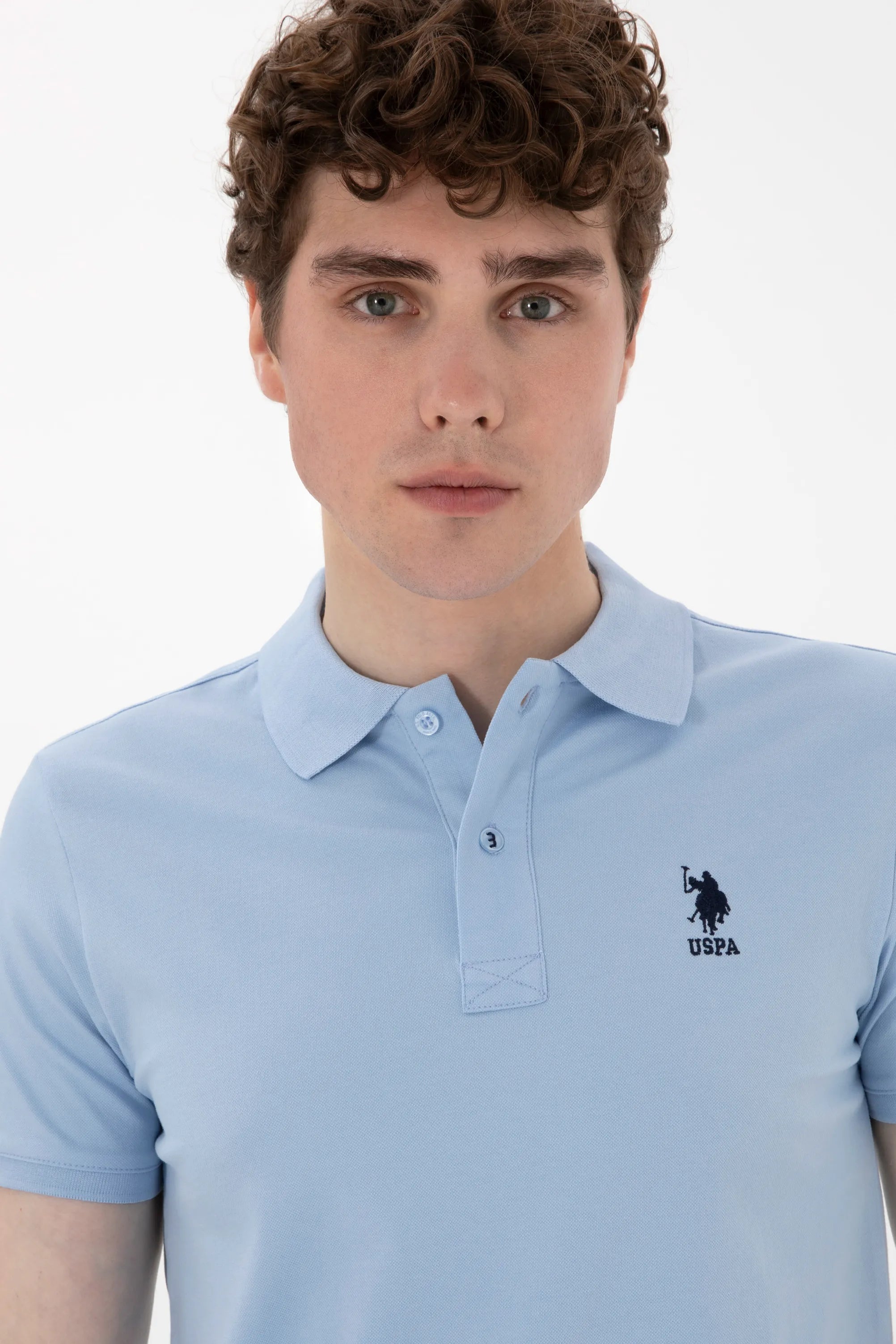 U.S. Polo Assn. Light Blue Men Light Blue Polo Shirt SKU: G081SZ0110 2084040_VR003 Image 02