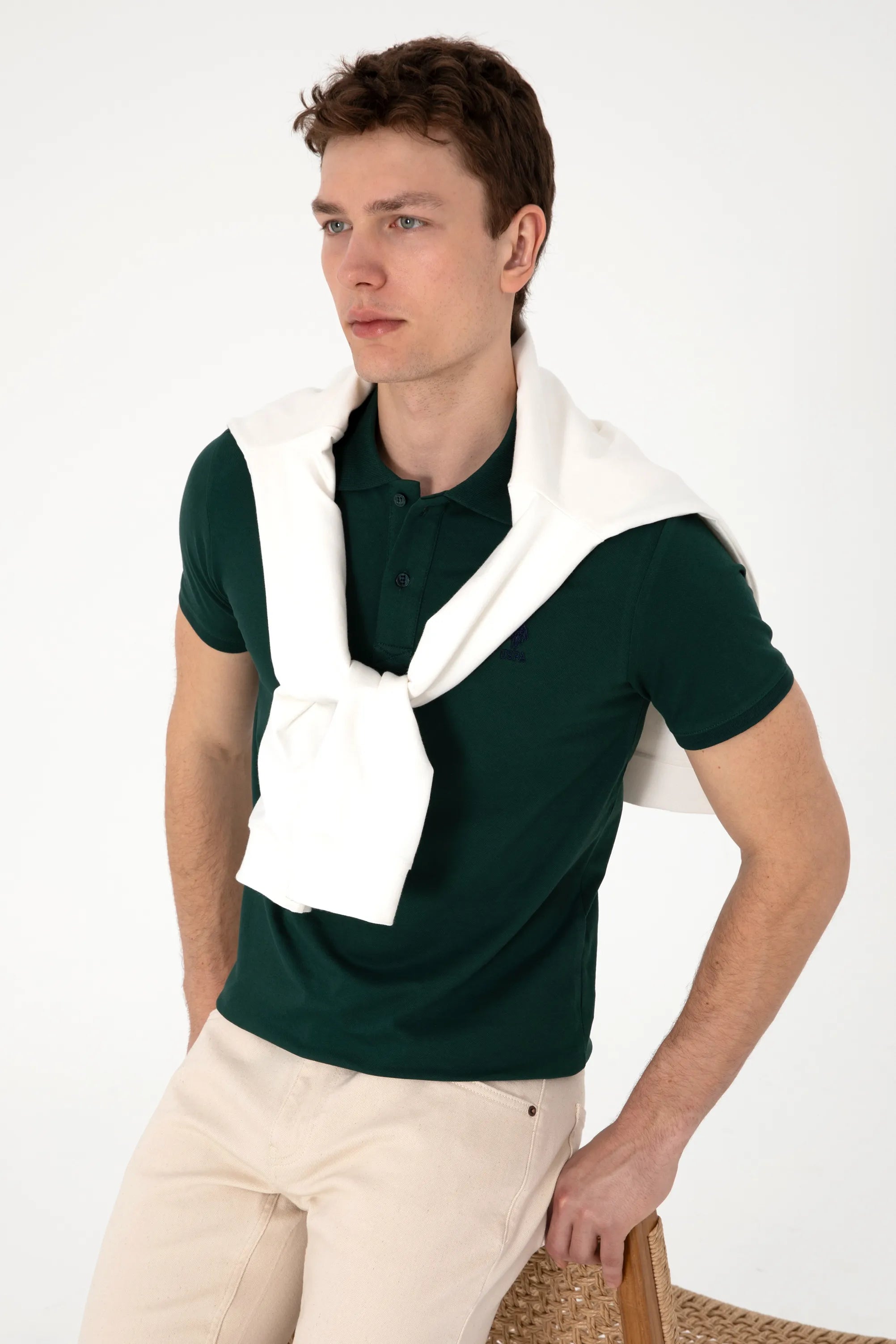 U.S. Polo Assn. Dark Green Men Dark Green Slim Fit Polo Shirt SKU: G081SZ0110 2084040_VR079 Image 03