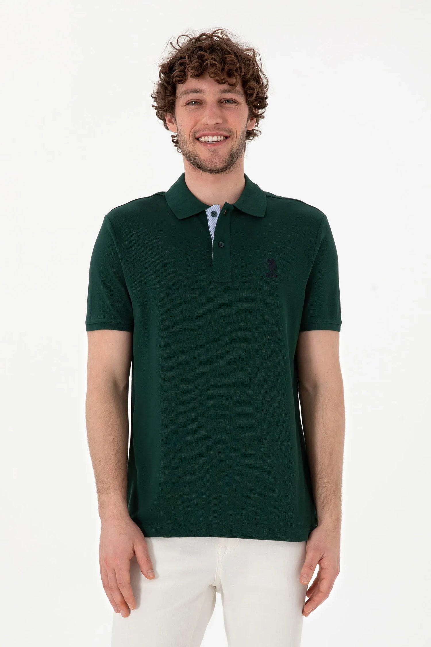 U.S. Polo Assn. Dark Green Men Dark Green Polo Shirt SKU: G081SZ0110 2084243_VR079 Image 01