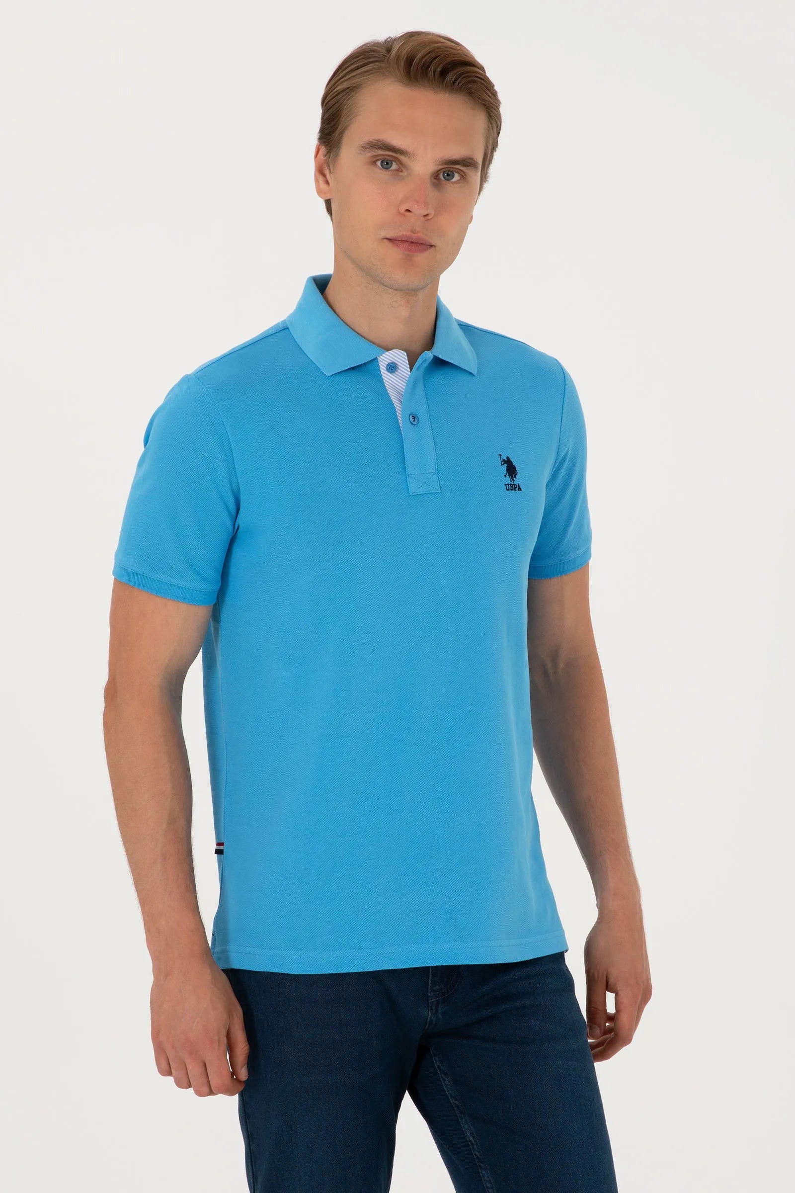 U.S. Polo Assn. Light Blue Men Light Blue Regular Fit Polo Shirt SKU: G081SZ0110 2084243_VR093 Image 01