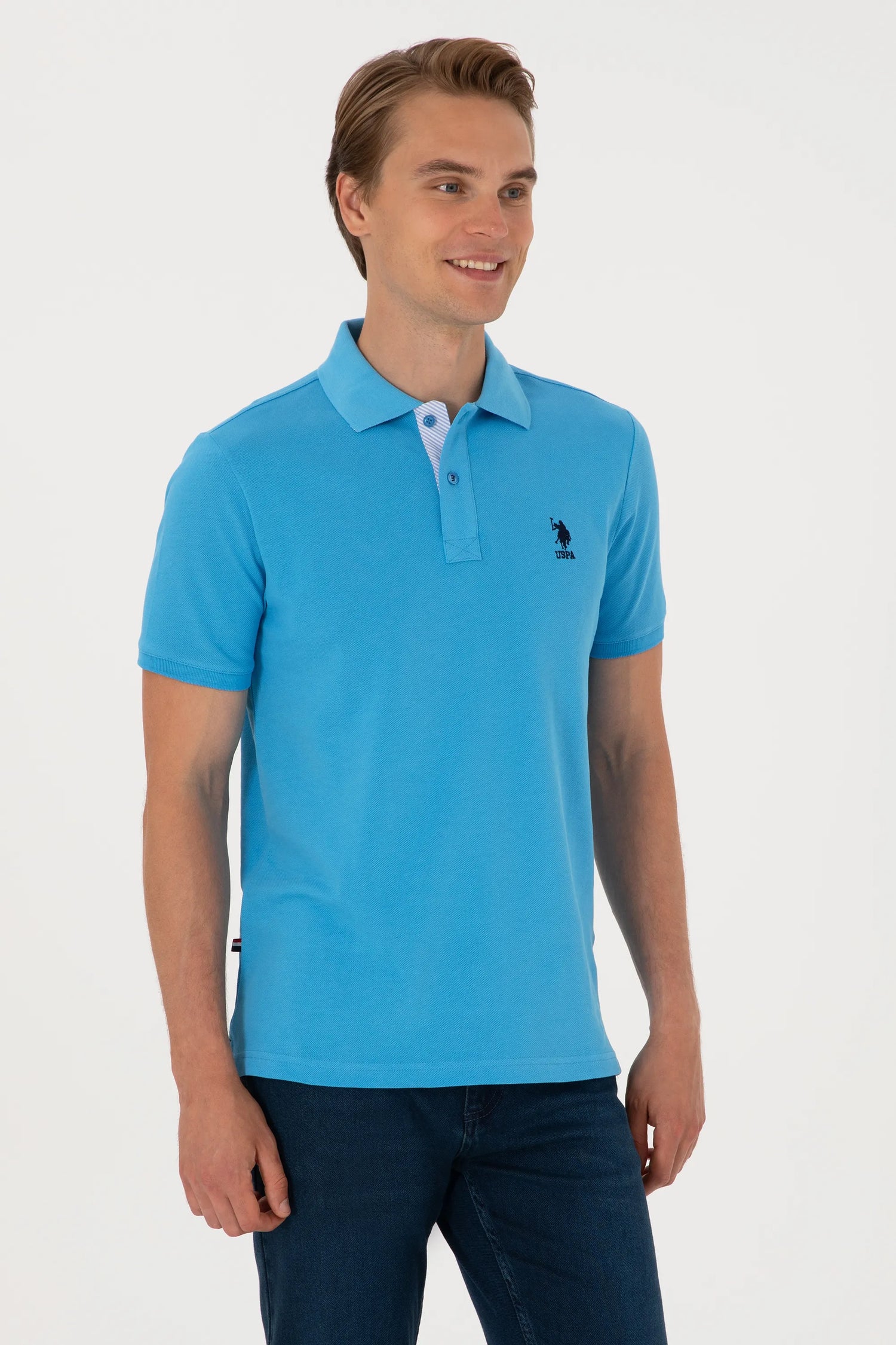 U.S. Polo Assn. Turquoise Men Turquoise Polo Shirt SKU: G081SZ0110 2084243_VR093 Image 03