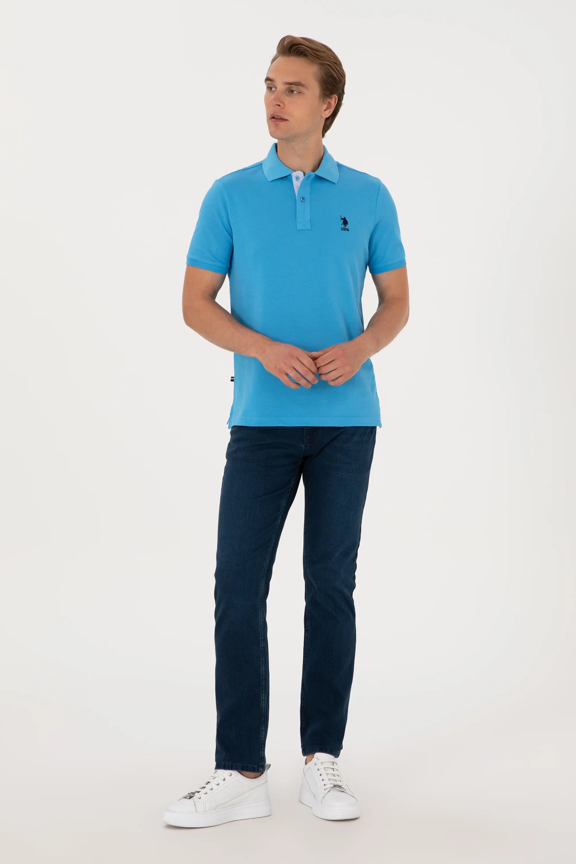 U.S. Polo Assn. Turquoise Men Turquoise Polo Shirt SKU: G081SZ0110 2084243_VR093 Image 04