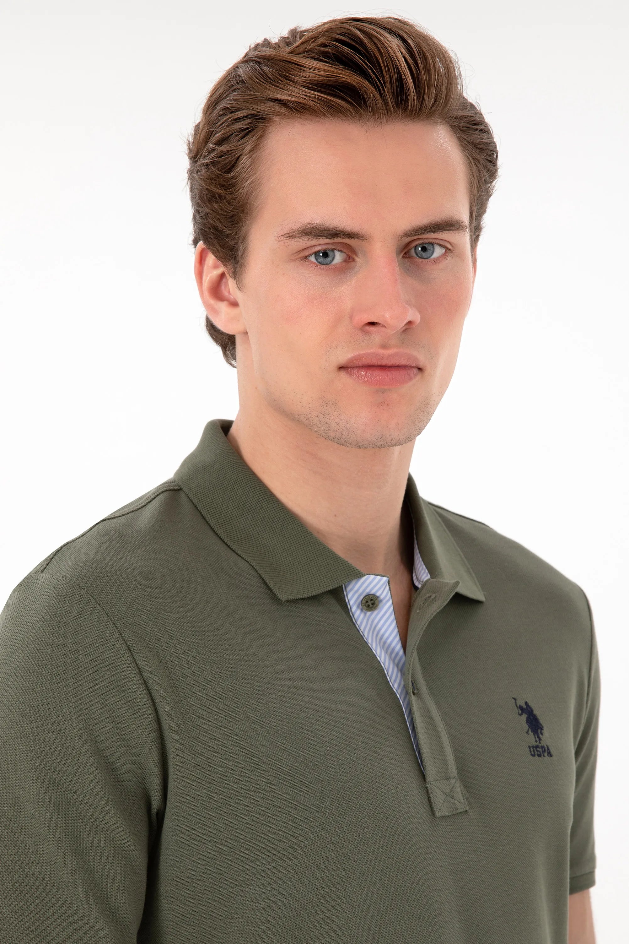 U.S. Polo Assn. Dark Khaki Men Dark Khaki Regular Fit Polo Shirt SKU: G081SZ0110 2084243_VR111 Image 02
