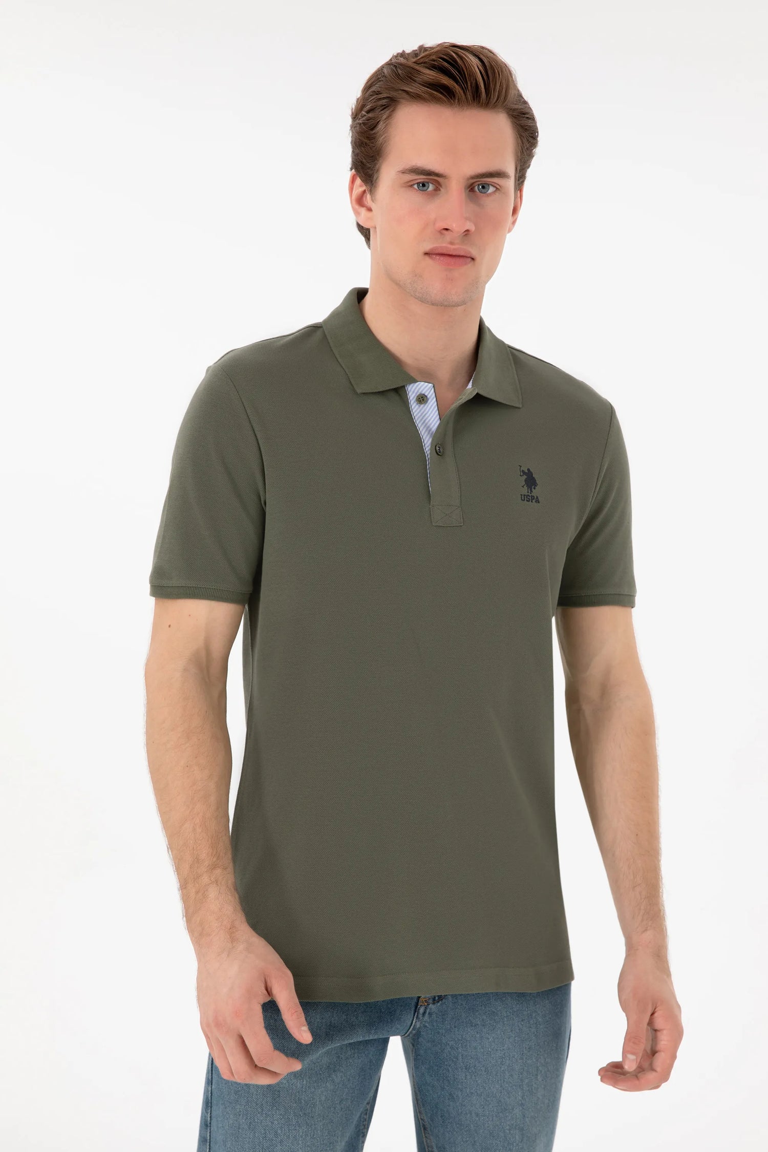 U.S. Polo Assn. Dark Khaki Men Dark Khaki Polo Shirt SKU: G081SZ0110 2084243_VR111 Image 03