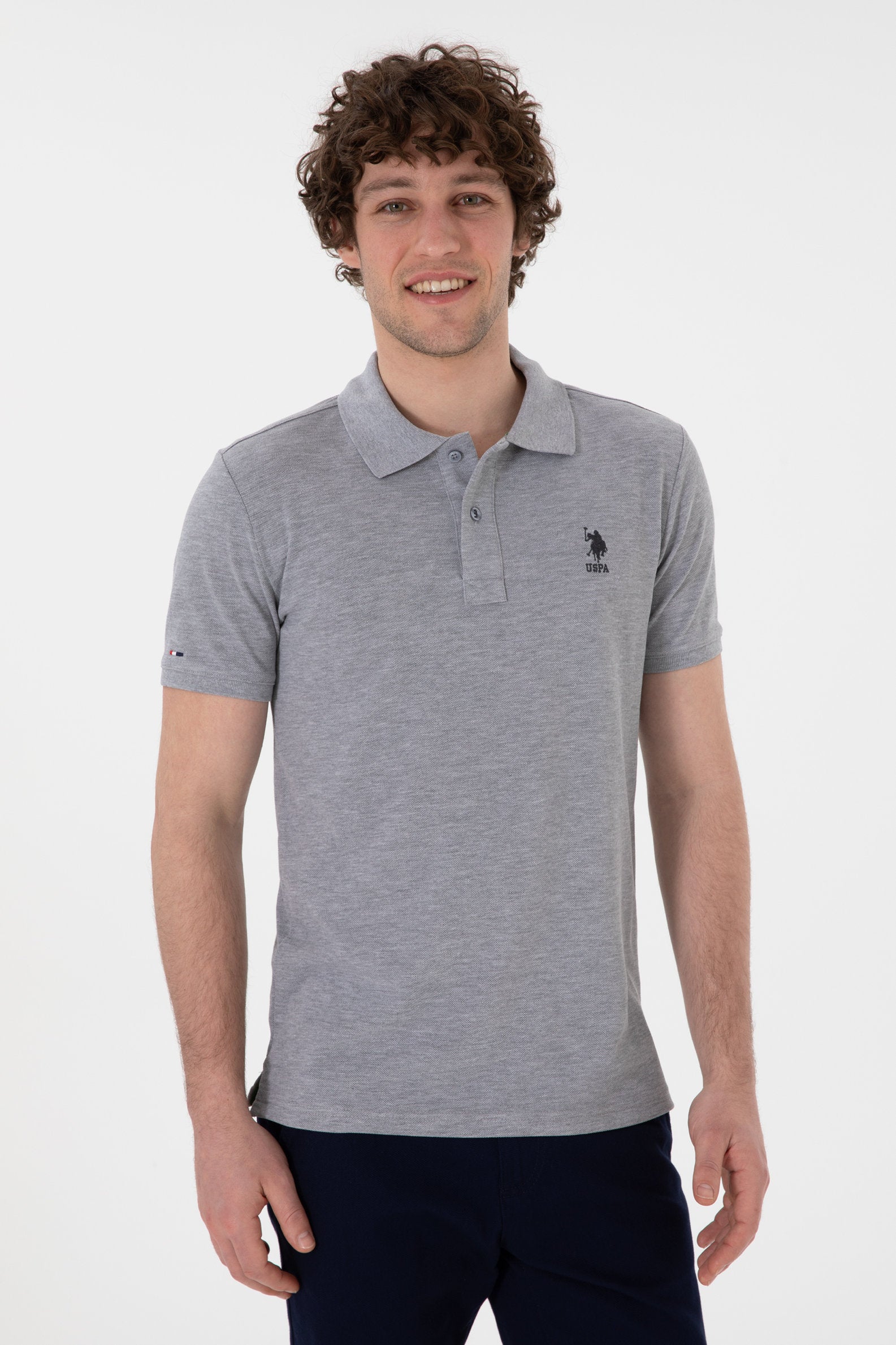 U.S. Polo Assn._Grey Melange Polo Shirt_G081SZ0110 2084410_VR086_03