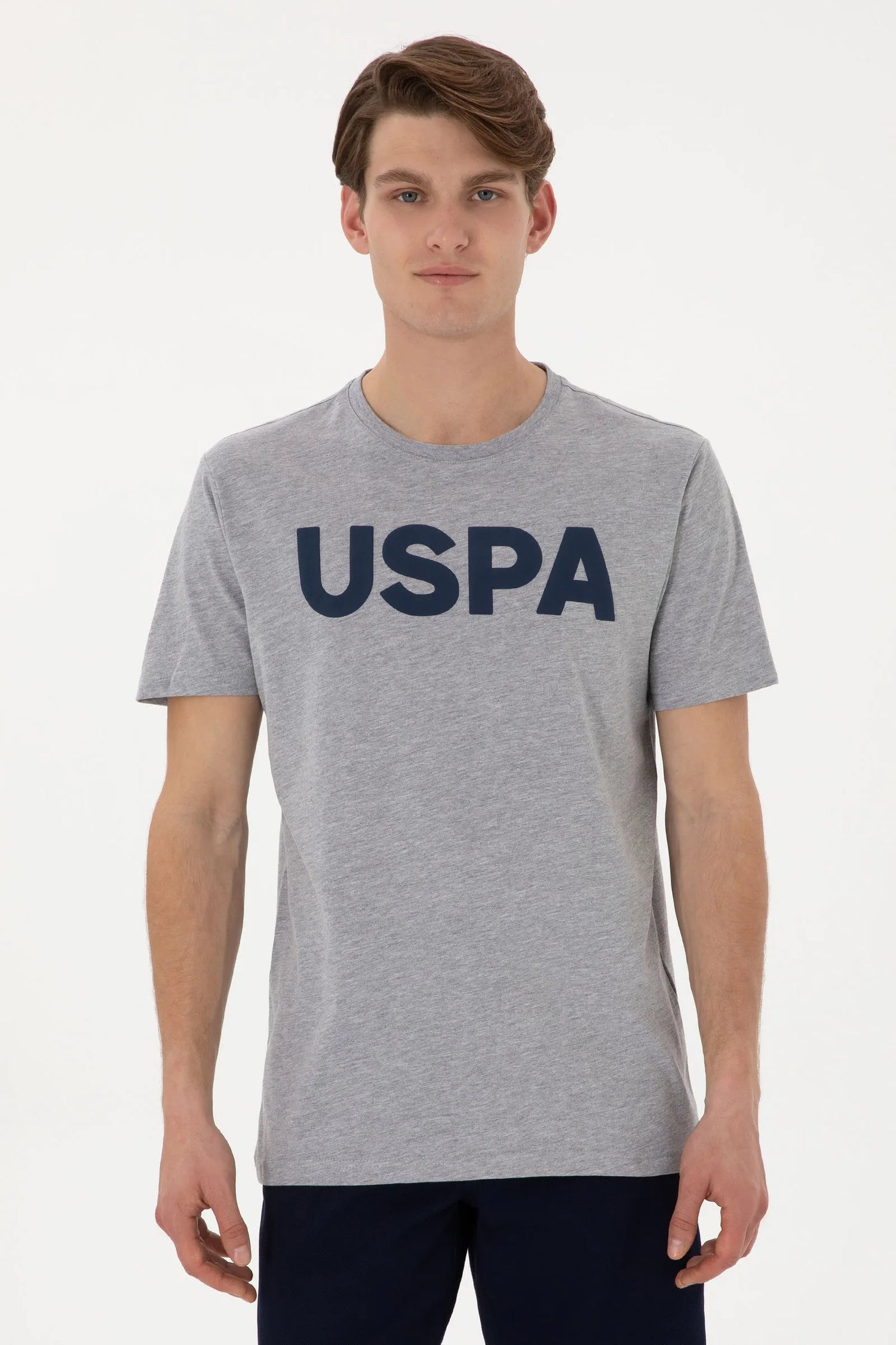 U.S. Polo Assn. Grey Melange Men Grey Melange T-Shirt SKU: G081SZ0110 2084588_VR086 Image 01