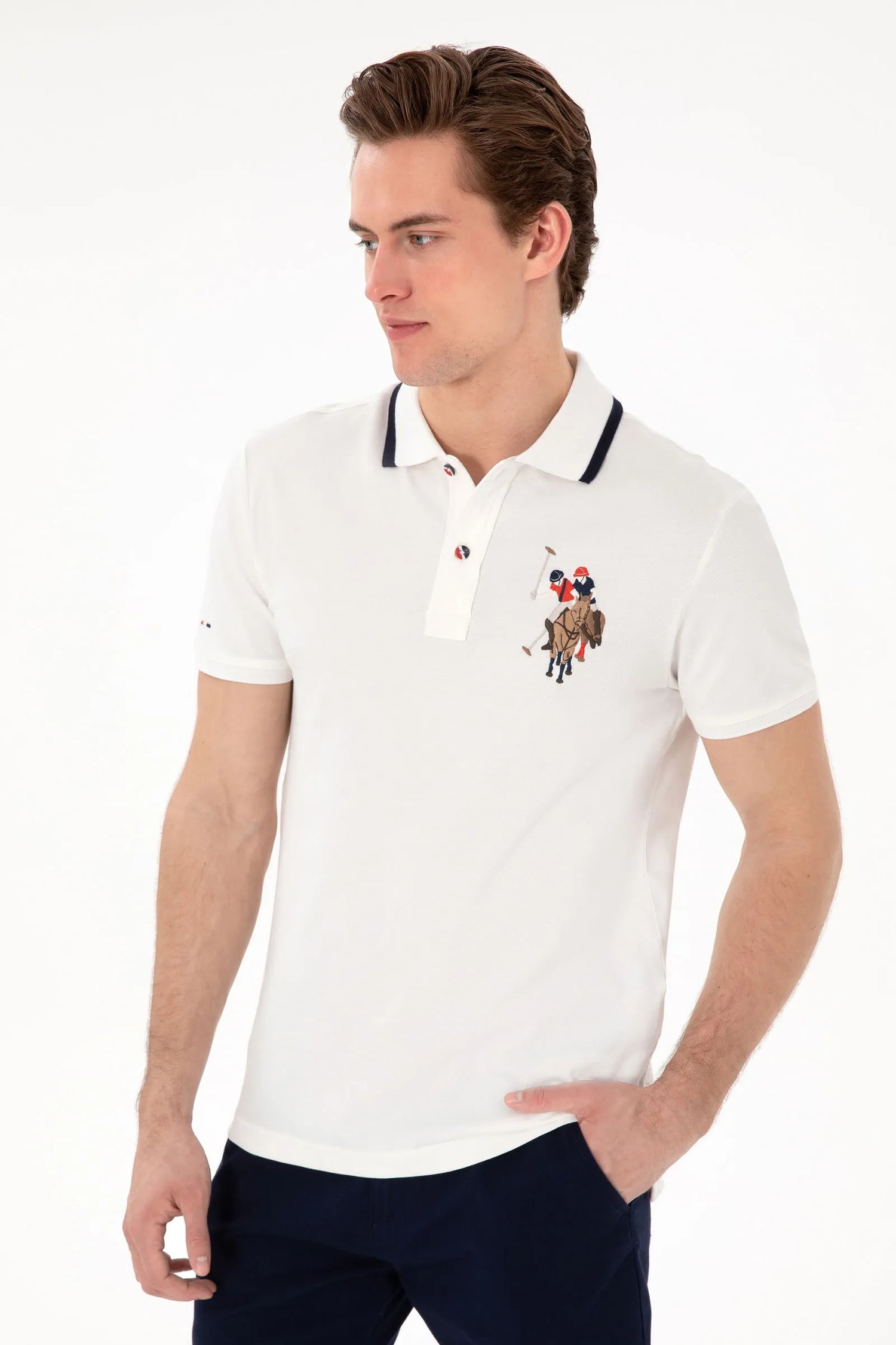 U.S. Polo Assn. White Men White Slim Fit Polo Shirt SKU: G081SZ0110 2084815_VR013 Image 01