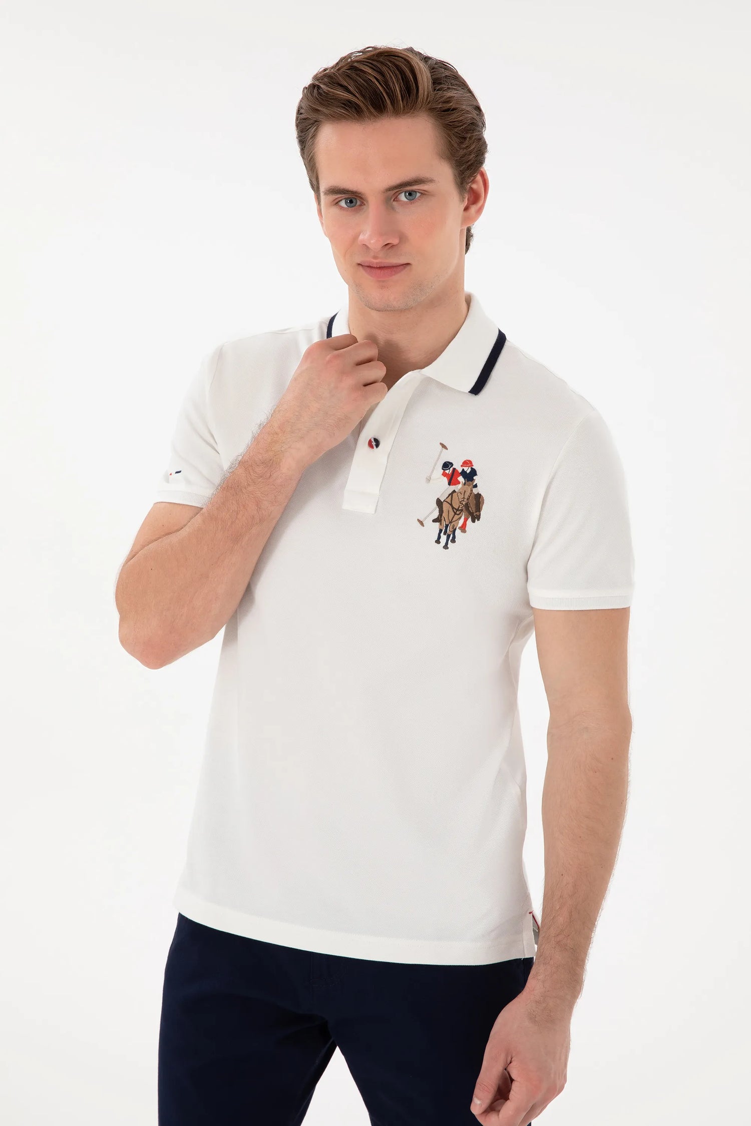 U.S. Polo Assn. White Men White Slim Fit Polo Shirt SKU: G081SZ0110 2084815_VR013 Image 03