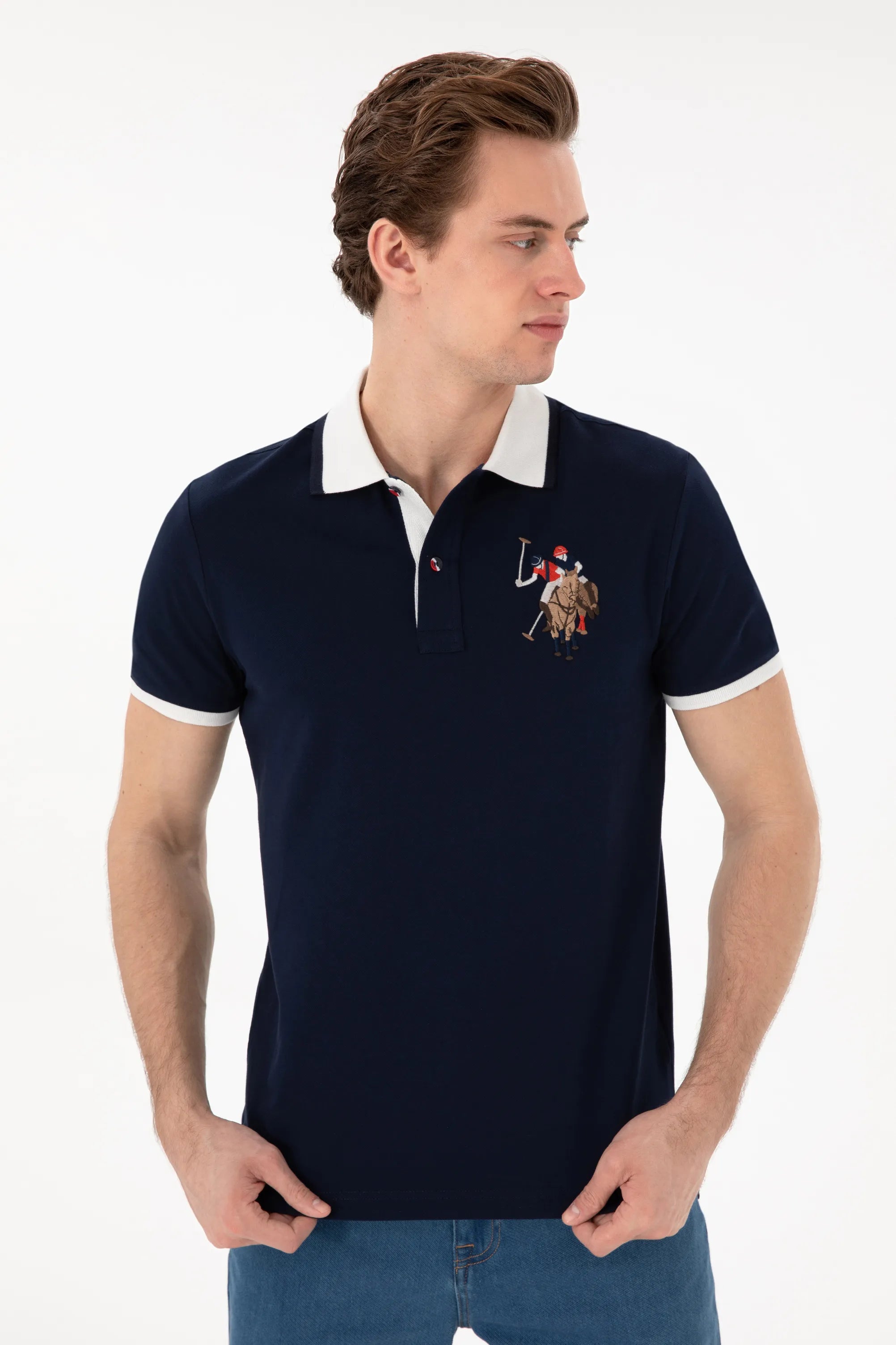 U.S. Polo Assn. Navy Blue Men Navy Blue Slim Fit Polo Shirt SKU: G081SZ0110 2084815_VR033 Image 03