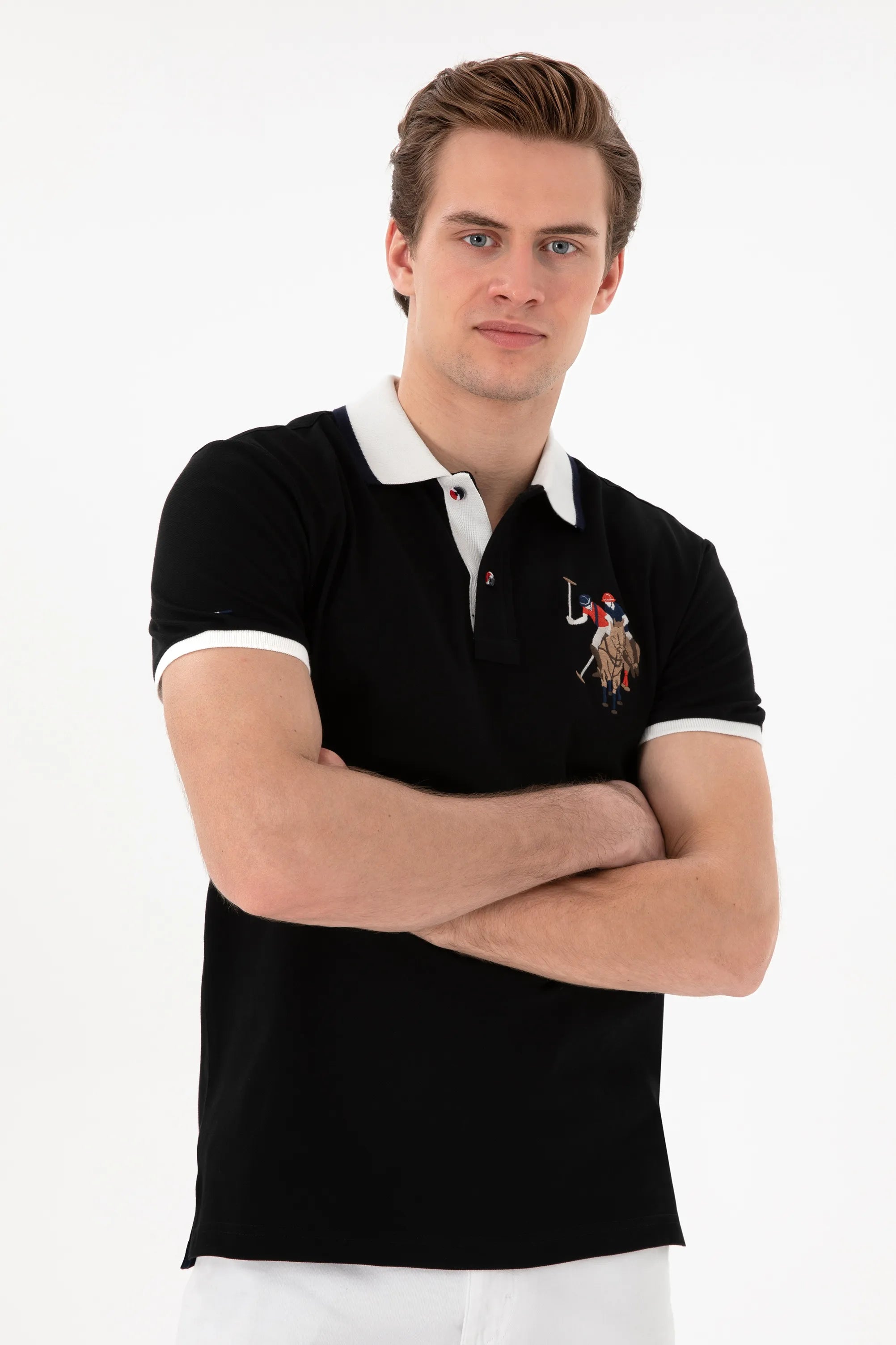 U.S. Polo Assn. Black Men Black Slim Fit Polo Shirt SKU: G081SZ0110 2084815_VR046 Image 03