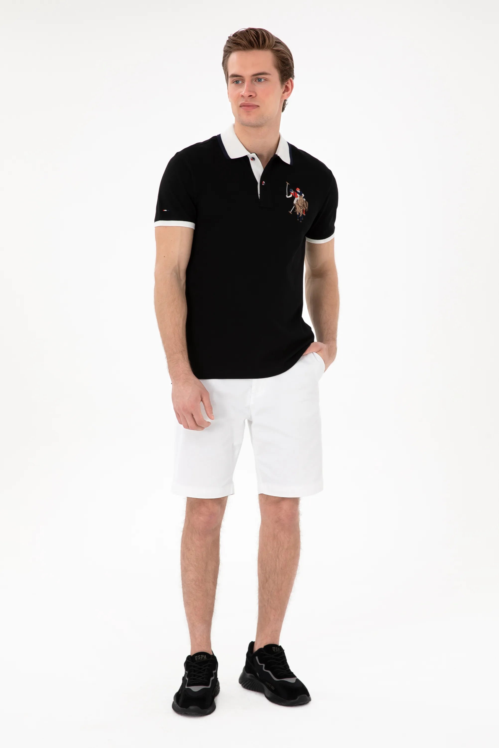 U.S. Polo Assn. Black Men Black Polo Shirt SKU: G081SZ0110 2084815_VR046 Image 04