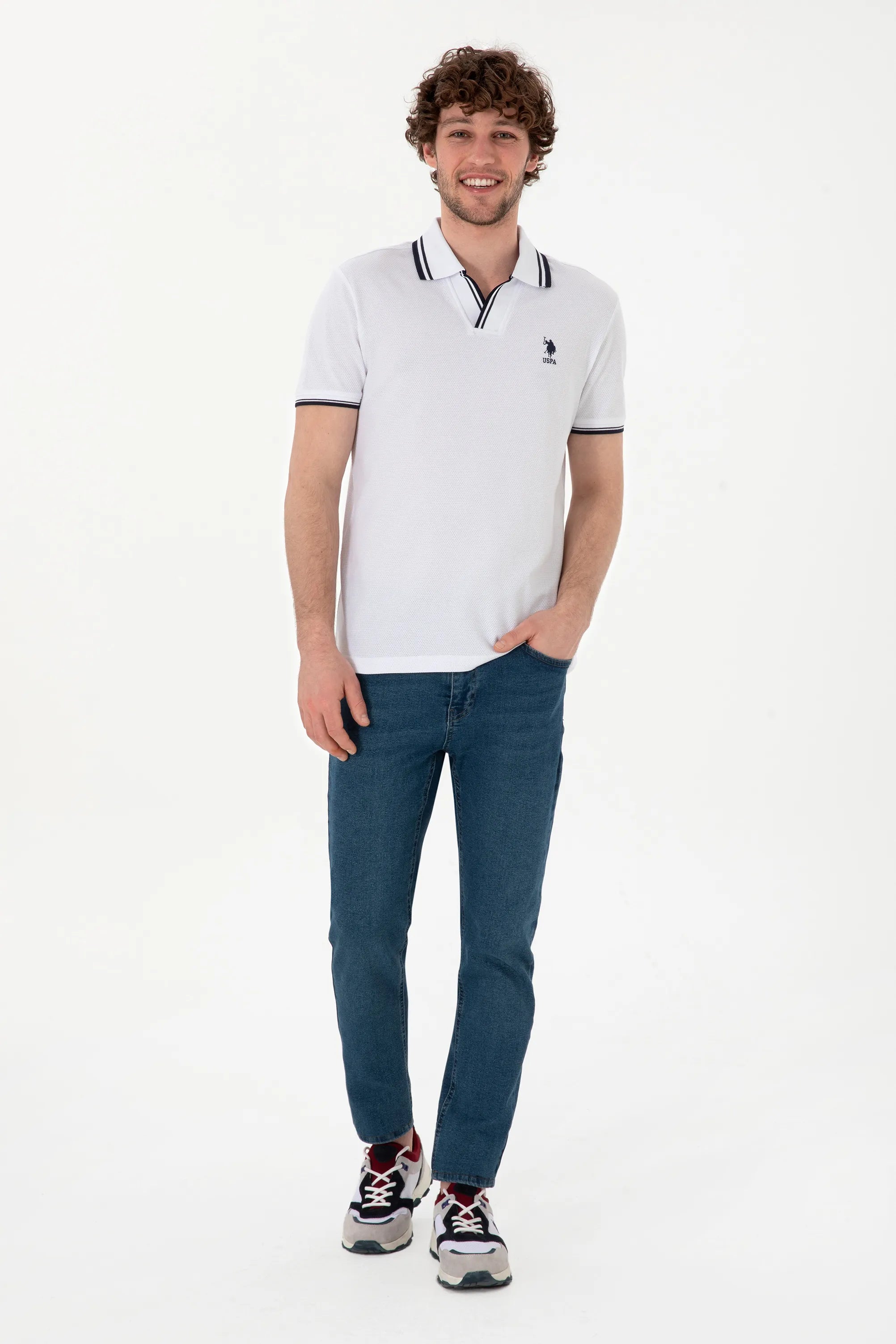 U.S. Polo Assn. White Men White Slim Fit Polo Shirt SKU: G081SZ0110 2085130_VR013 Image 04