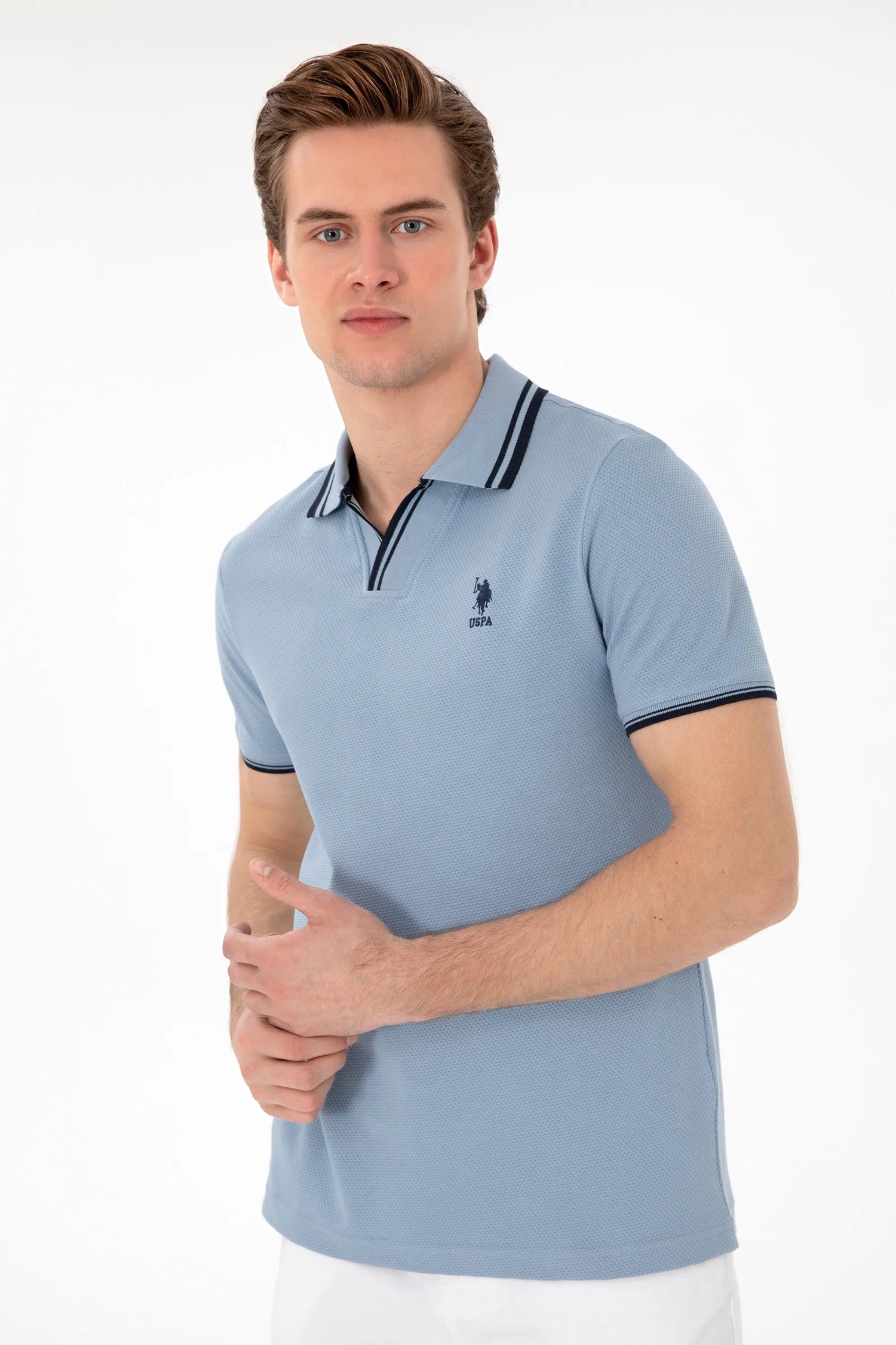 U.S. Polo Assn. Blue Men Blue Polo Shirt SKU: G081SZ0110 2085130_VR036 Image 03