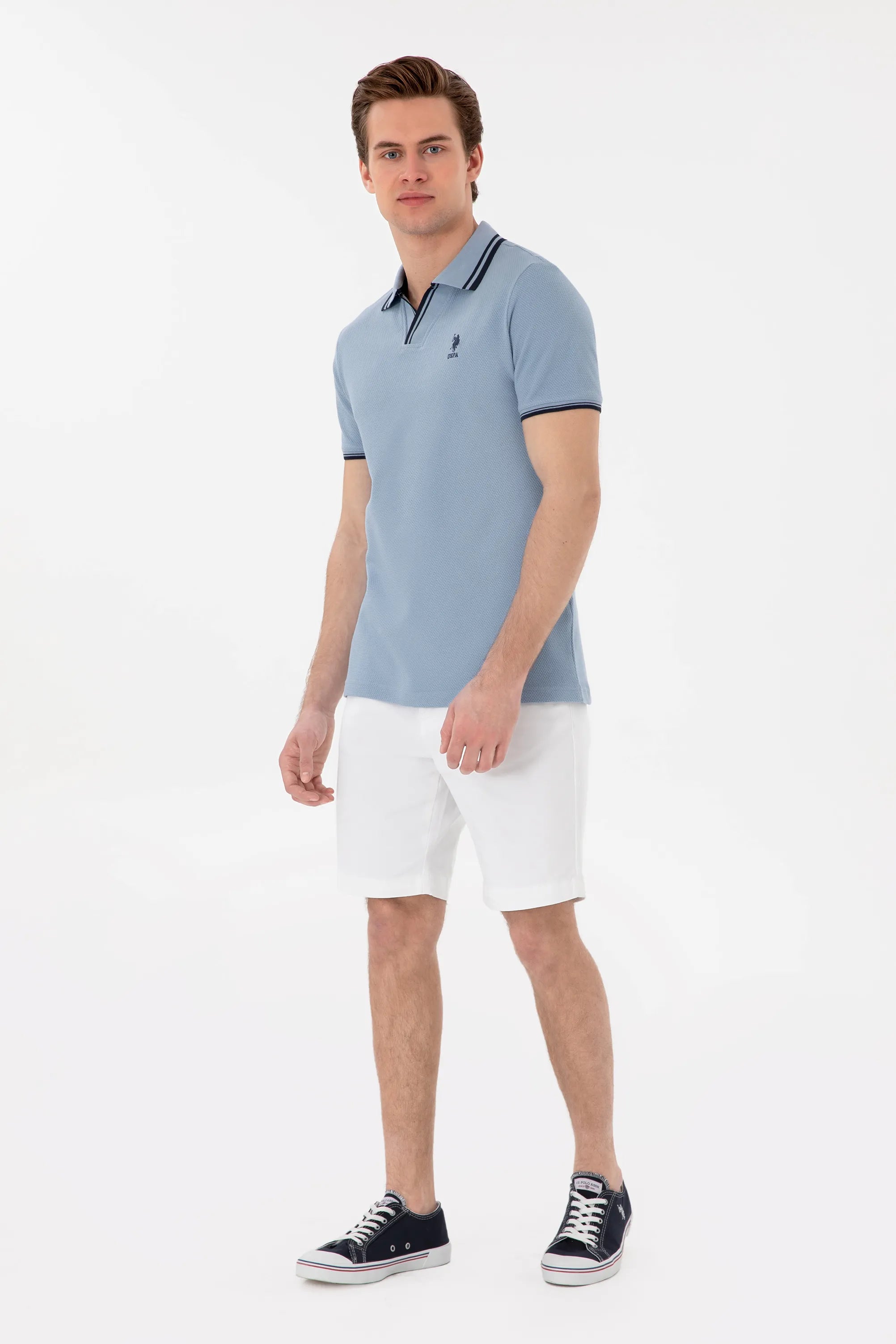 U.S. Polo Assn. Blue Men Blue Polo Shirt SKU: G081SZ0110 2085130_VR036 Image 04