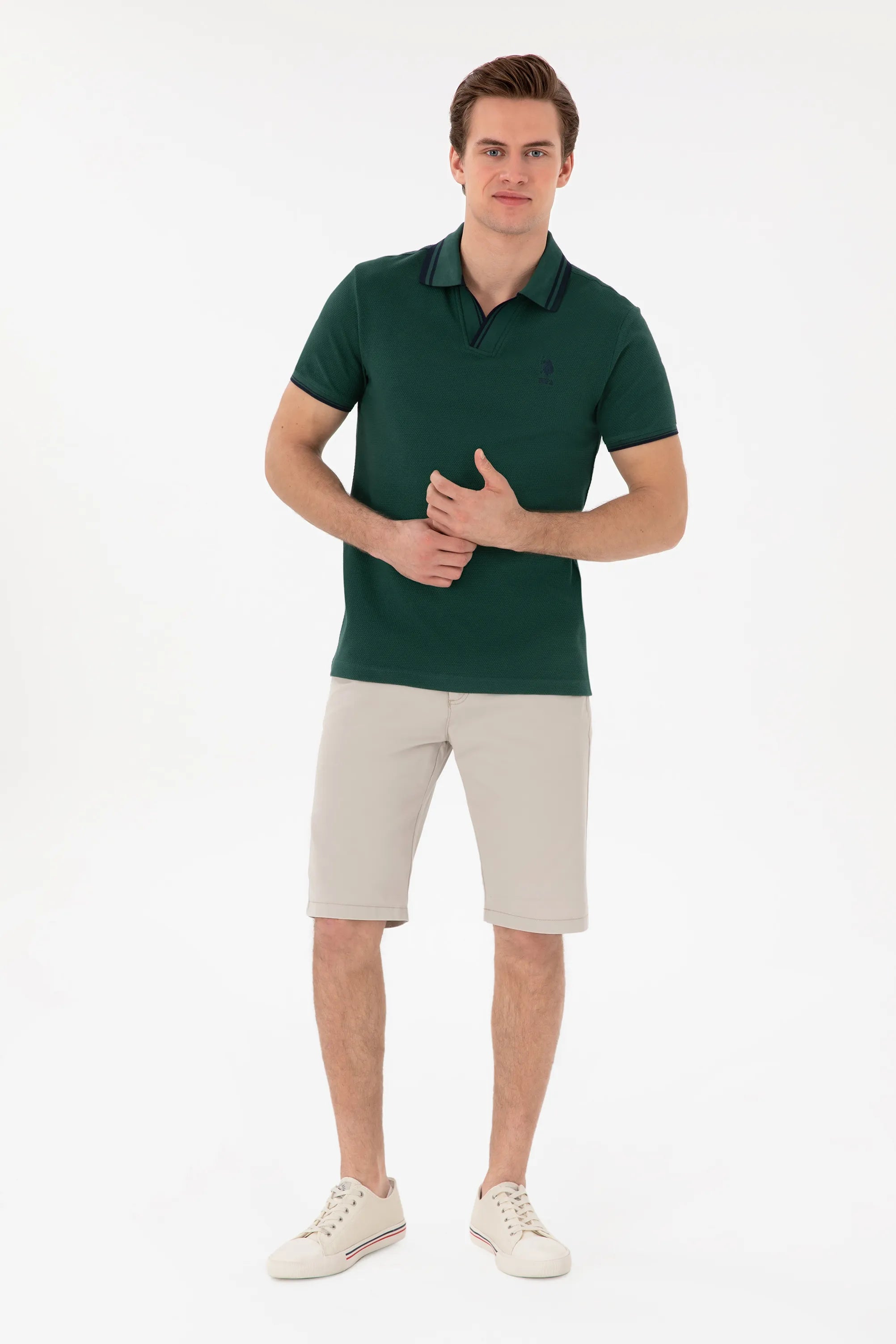 U.S. Polo Assn. Dark Green Men Dark Green Slim Fit Polo Shirt SKU: G081SZ0110 2085130_VR079 Image 04