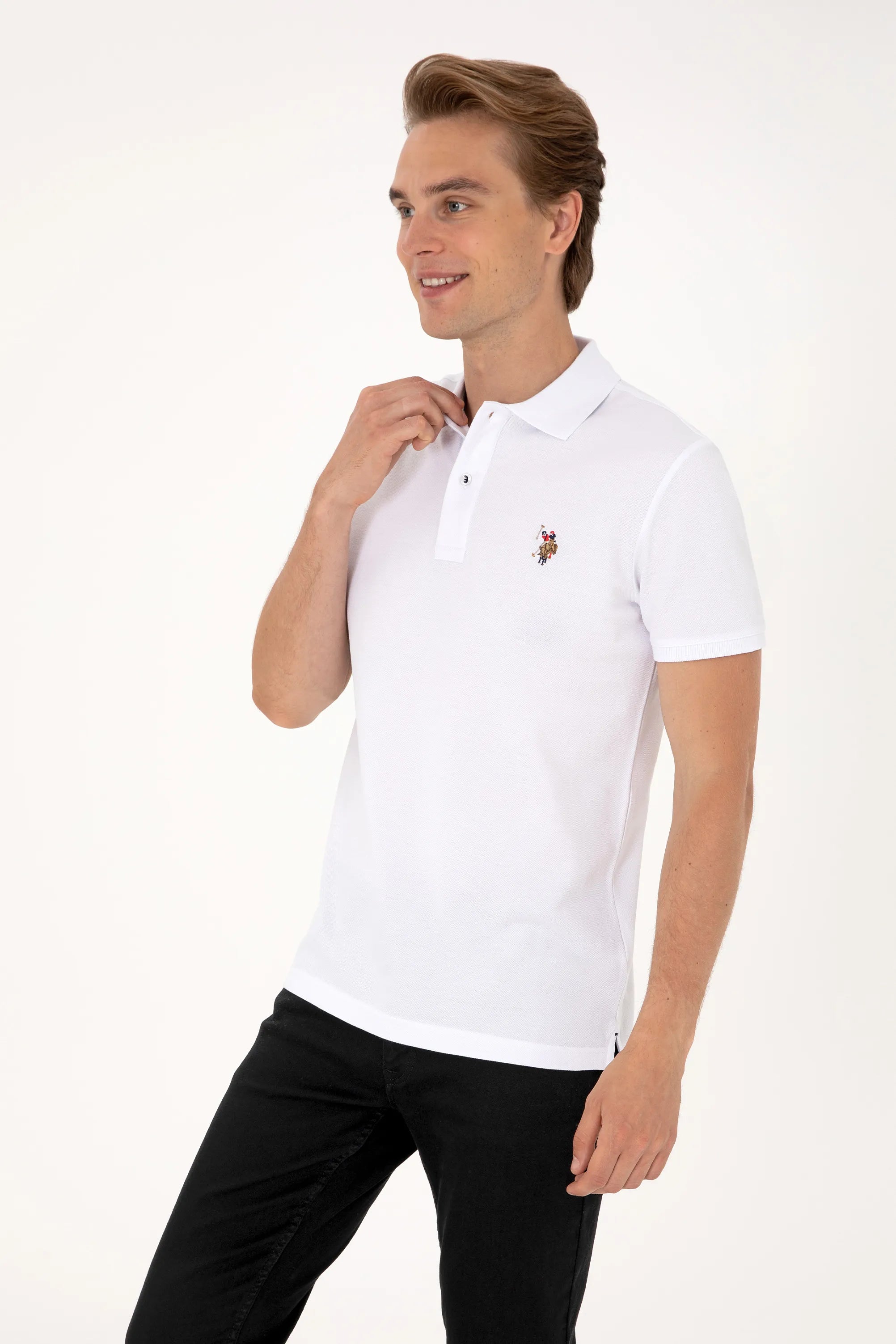 U.S. Polo Assn. White Men White Slim Fit Polo Shirt SKU: G081SZ0110 2252503_VR013 Image 03