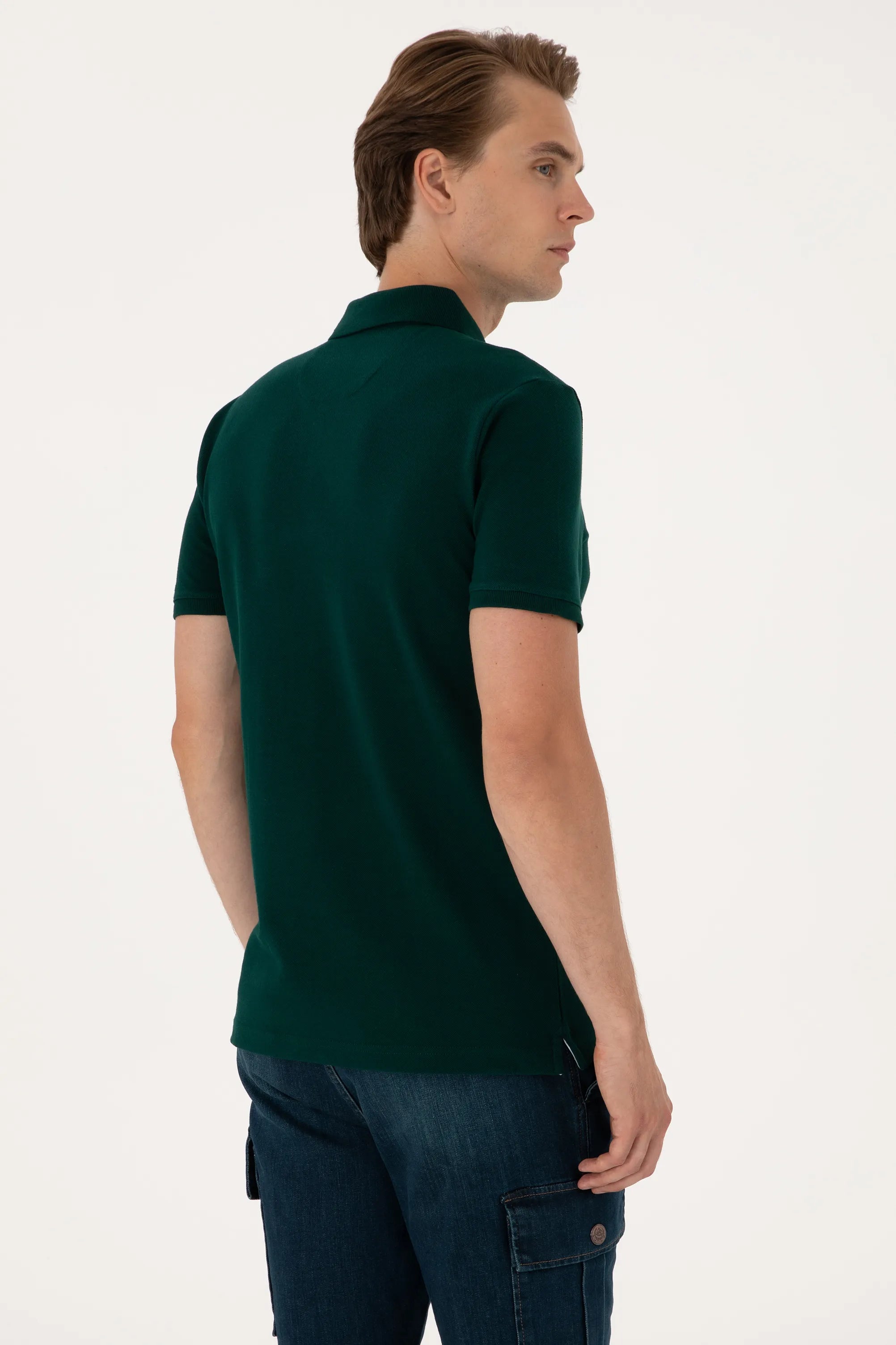 U.S. Polo Assn. Dark Green Men Dark Green Slim Fit Polo Shirt SKU: G081SZ0110 2252503_VR079 Image 05