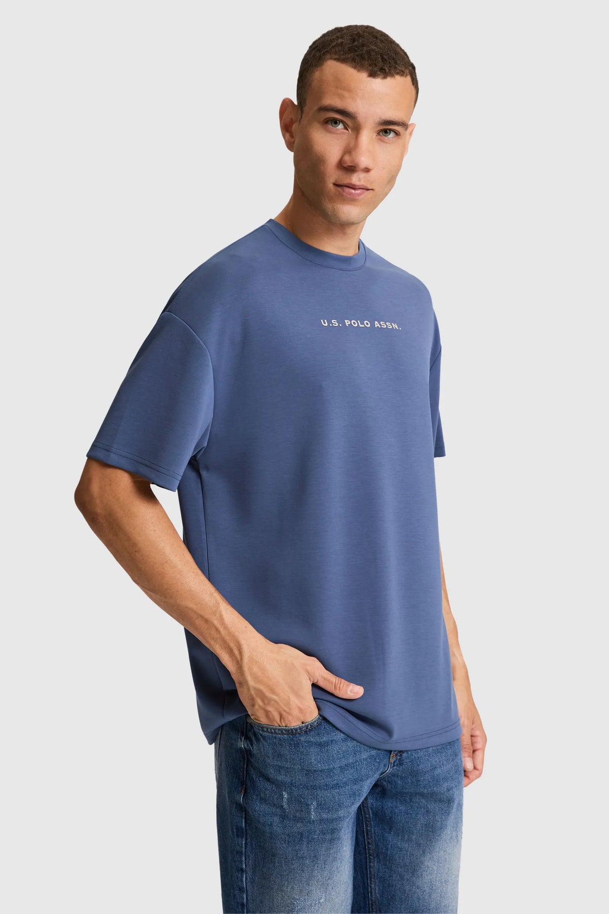 U.S. Polo Assn. Indigo Men Indigo Oversized Short Sleeve Printed T-Shirt SKU: G081SZ0110 PU-11944_VR028 Image 01