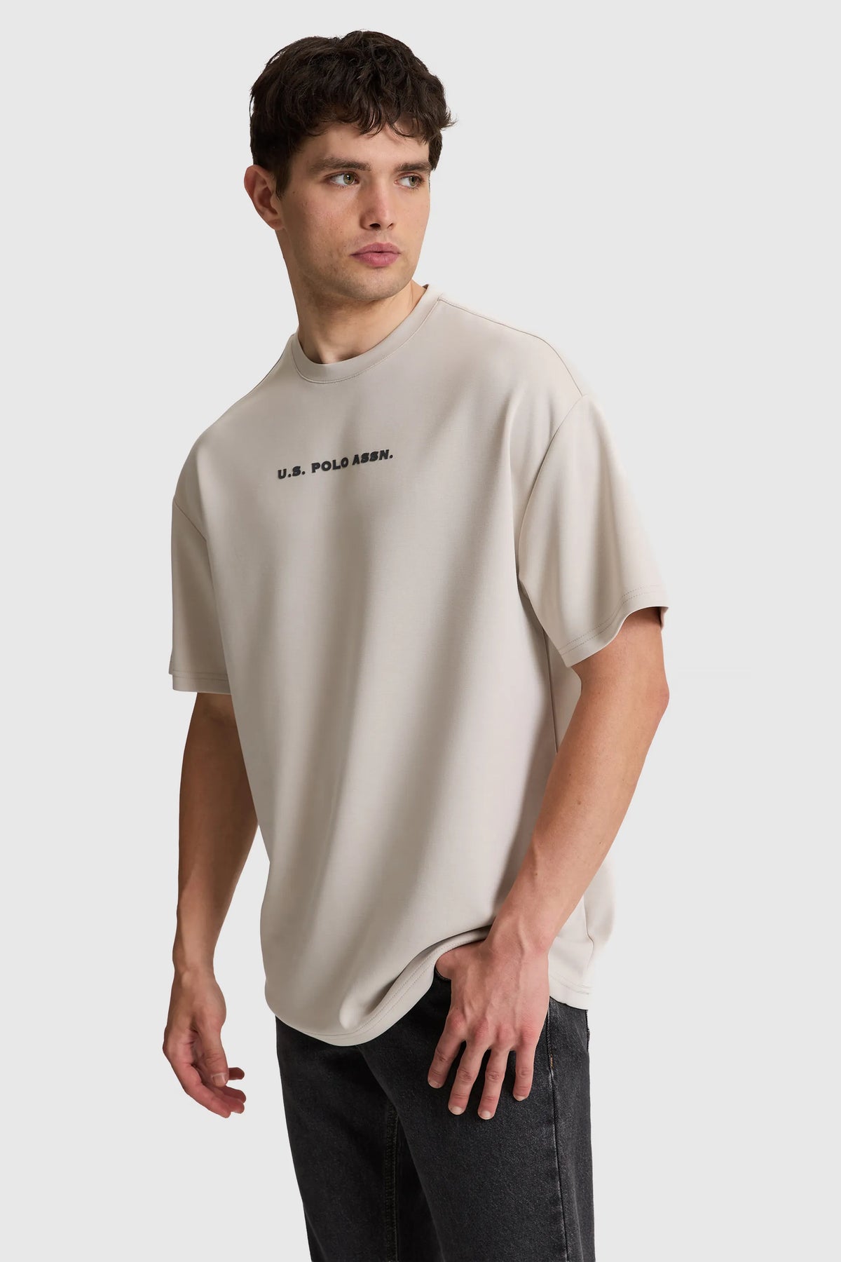 U.S. Polo Assn. Stone Men Stone Oversized Short Sleeve Printed T-Shirt SKU: G081SZ0110 PU-11944_VR049 Image 03