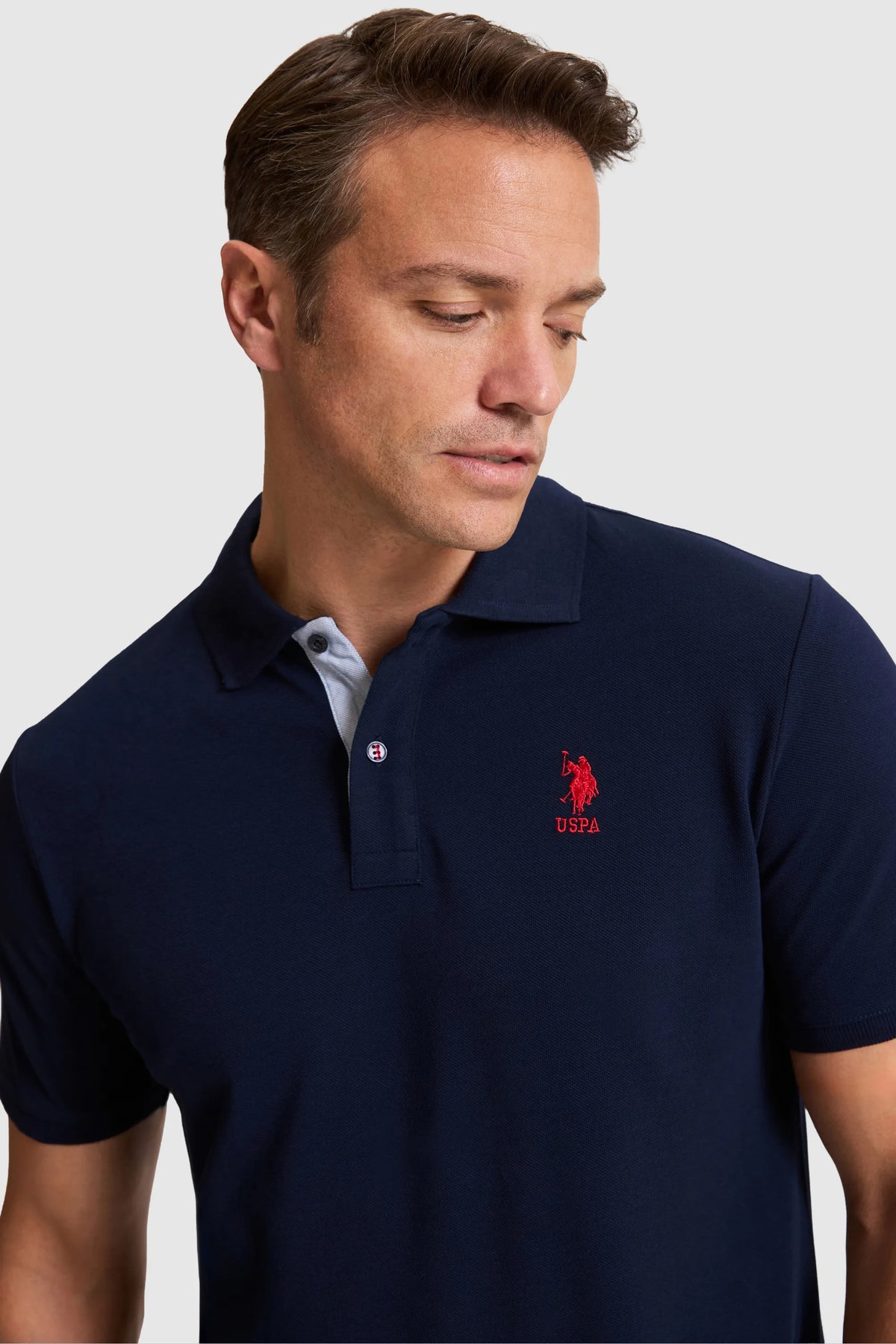 U.S. Polo Assn. Navy Men Navy Short Sleeve Contrast Placket PiquŽ Polo Shirt SKU: G081SZ0110 PU-8778_VR033 Image 02