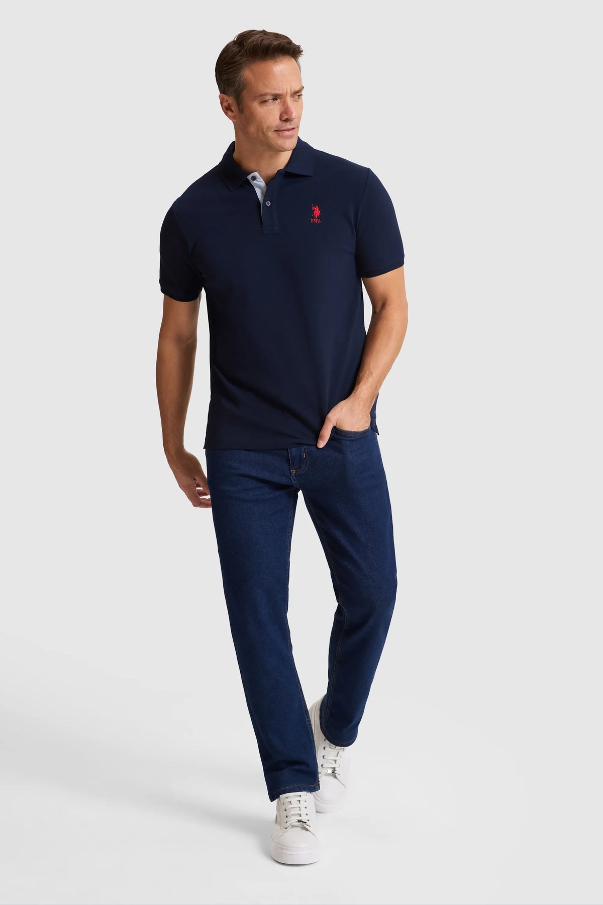 U.S. Polo Assn. Navy Men Navy Short Sleeve Contrast Placket PiquŽ Polo Shirt SKU: G081SZ0110 PU-8778_VR033 Image 04