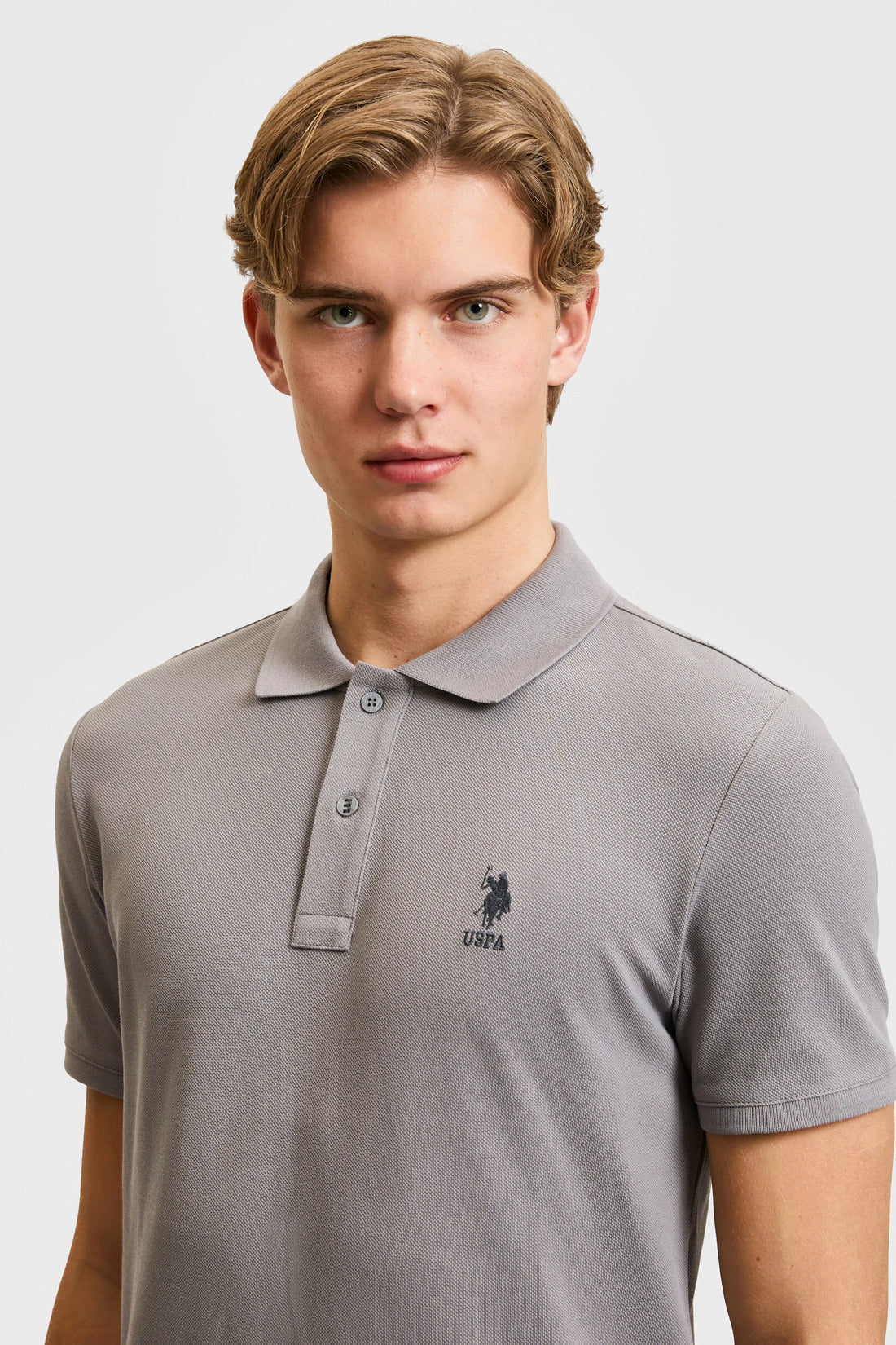 U.S. Polo Assn. Grey Men Grey Short Sleeve PiquŽ Polo Shirt SKU: G081SZ0110 PU-8779_VR024 Image 02