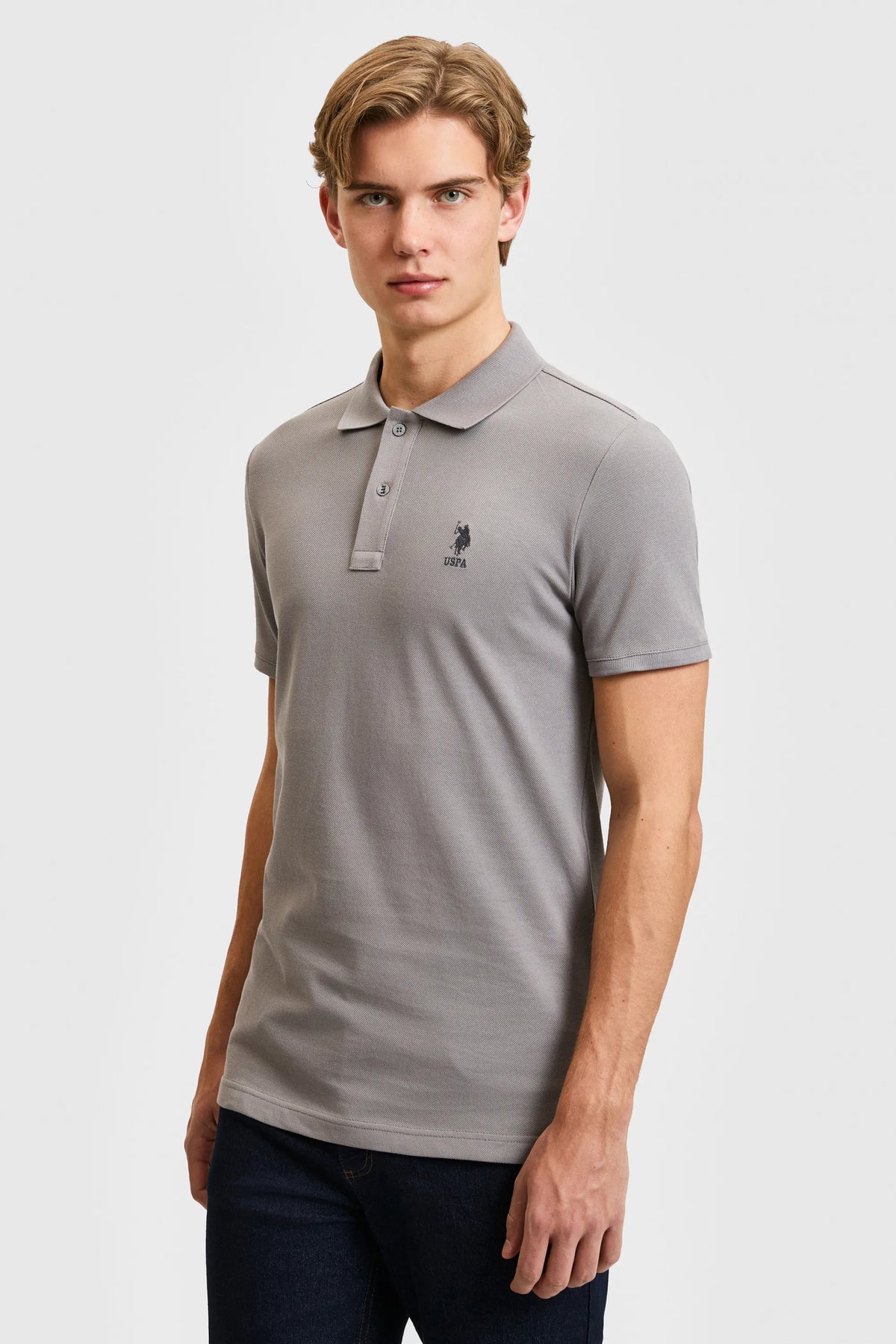 U.S. Polo Assn. Grey Men Grey Short Sleeve PiquŽ Polo Shirt SKU: G081SZ0110 PU-8779_VR024 Image 03