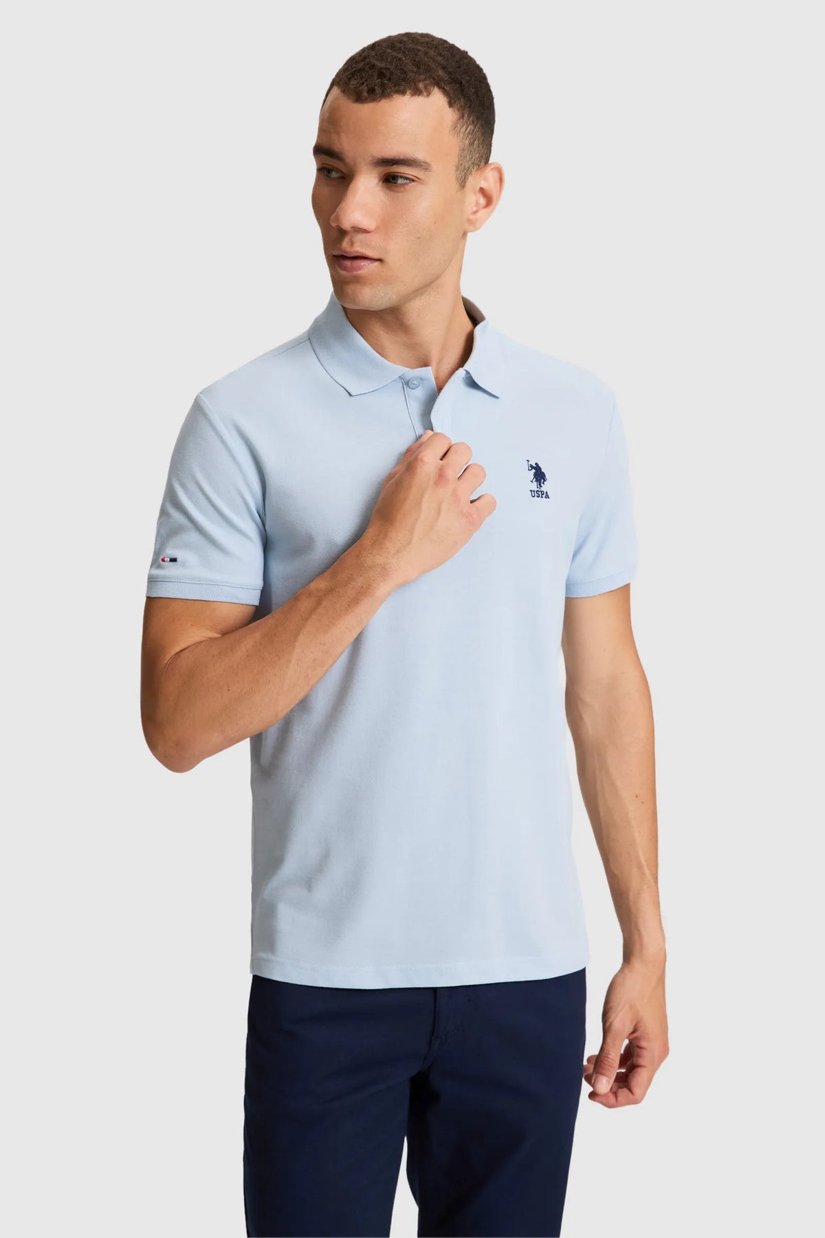 U.S. Polo Assn. Light Blue Men Light Blue Short Sleeve PiquŽ Polo Shirt SKU: G081SZ0110 PU-8895_VR003 Image 01