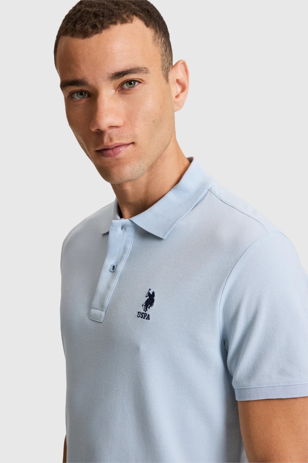 U.S. Polo Assn. Light Blue Men Light Blue Short Sleeve PiquŽ Polo Shirt SKU: G081SZ0110 PU-8895_VR003 Image 02