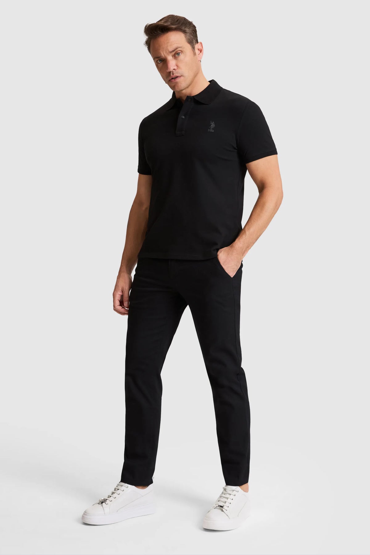 U.S. Polo Assn. Black Men Black Short Sleeve Cotton Polo Shirt SKU: G081SZ0110 PU-8895_VR046 Image 04