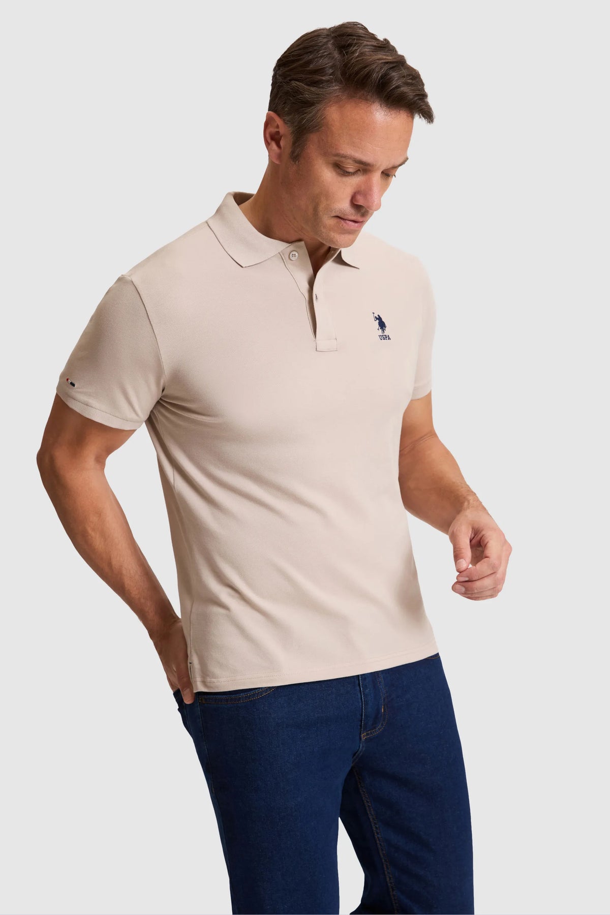 U.S. Polo Assn. Stone Men Stone Short Sleeve PiquŽ Polo Shirt SKU: G081SZ0110 PU-8895_VR049 Image 03