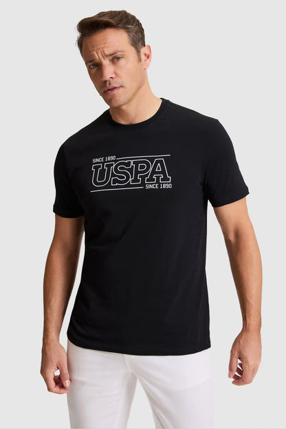 U.S. Polo Assn. Black Men Black Short Sleeve Printed T-Shirt SKU: G081SZ0110 PU-9667_VR046 Image 01