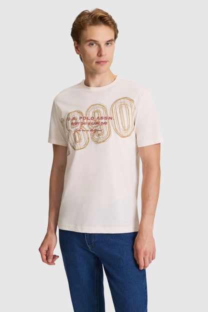 U.S. Polo Assn. Cream Men Cream Short Sleeve Printed T-Shirt SKU: G081SZ0110 PU-9682_VR071 Image 01
