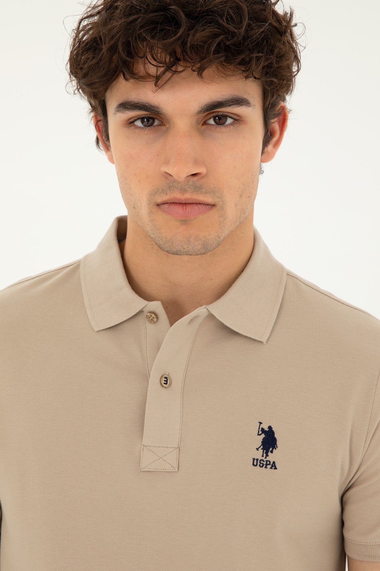 Beige Polo Shirt With Logo_G081SZ0110 1792462_VR183_02