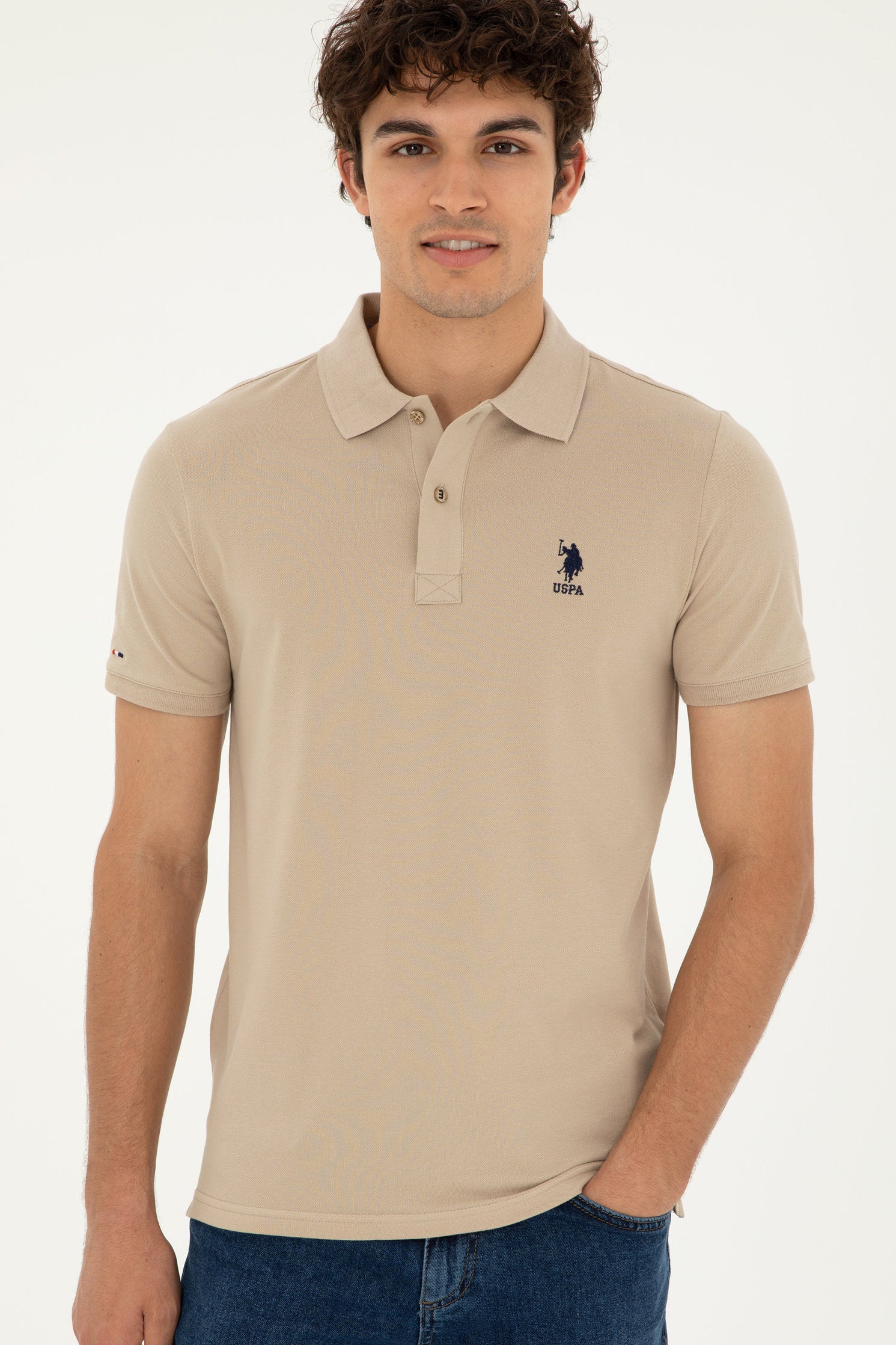 Beige Polo Shirt With Logo_G081SZ0110 1792462_VR183_03