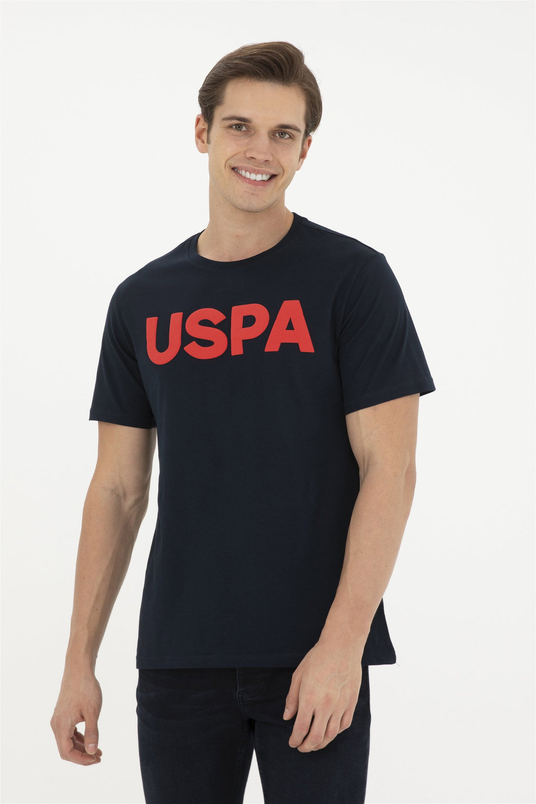 Round Neck T-Shirt With Uspa Logo_G081SZ0110 1795459_VR100_01