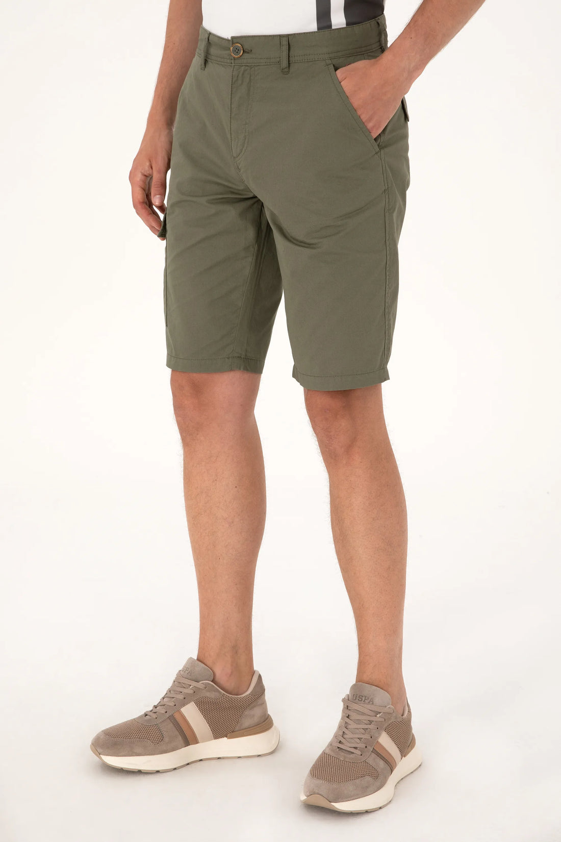 U.S. Polo Assn. Dark Khaki Men Dark Khaki Woven Bermuda Capri SKU: G081SZ0310 2108012_VR111 Image 02