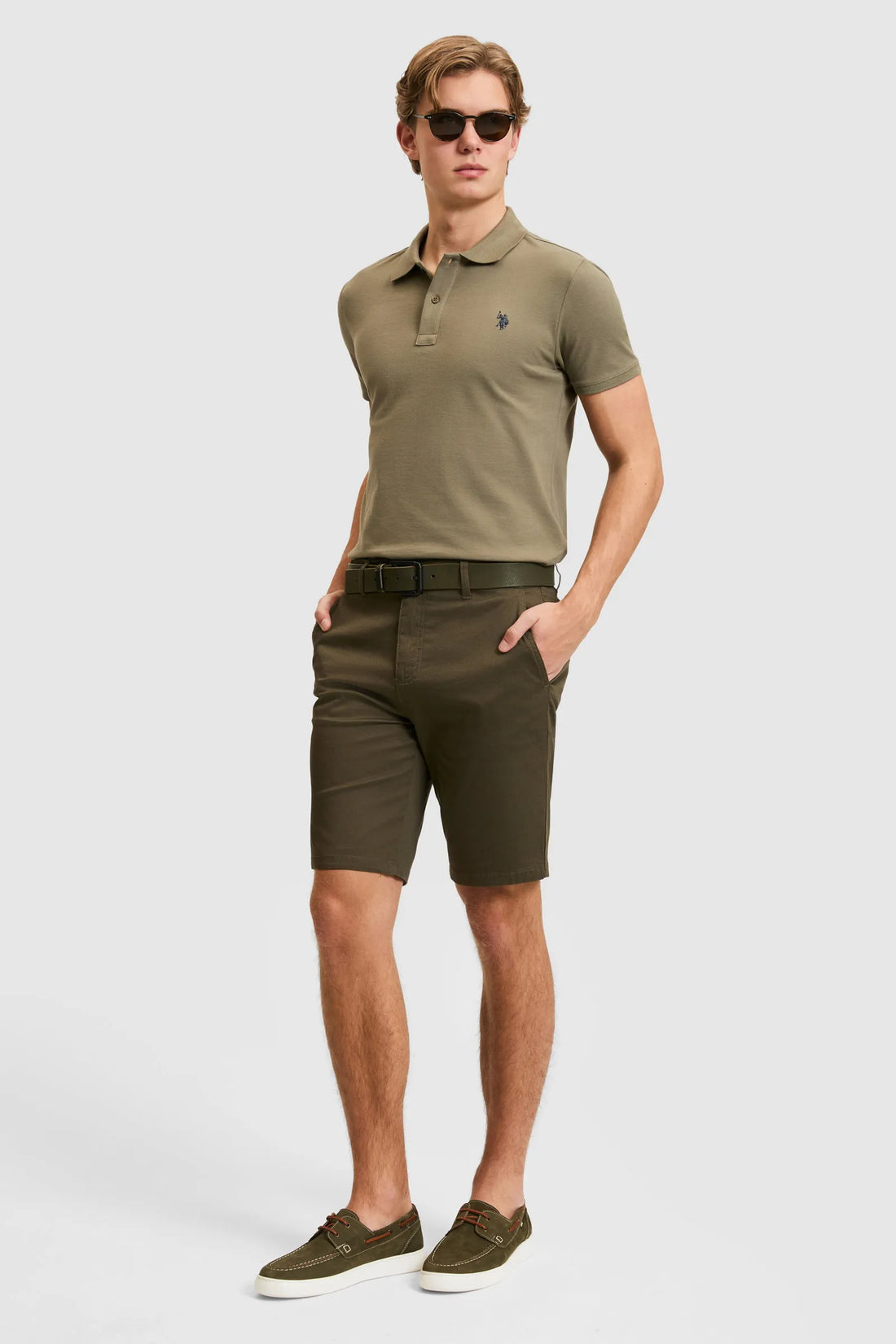 U.S. Polo Assn. Dark Khaki Men Dark Khaki Woven Bermuda Capri SKU: G081SZ0310 PU-8795_VR111 Image 01
