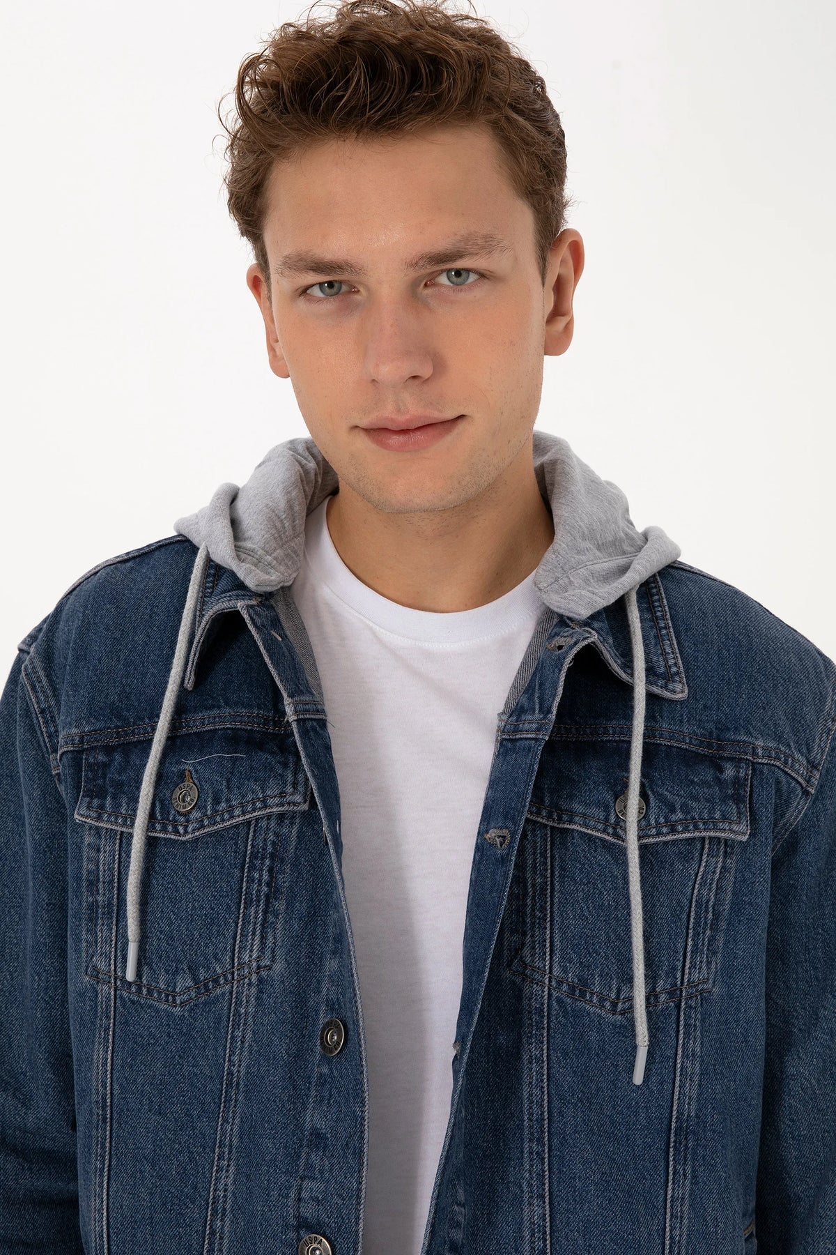 U.S. Polo Assn. Dark Blue Men Dark Blue Hooded Denim Jacket SKU: G081SZ0770 2234897_DN0023 Image 02