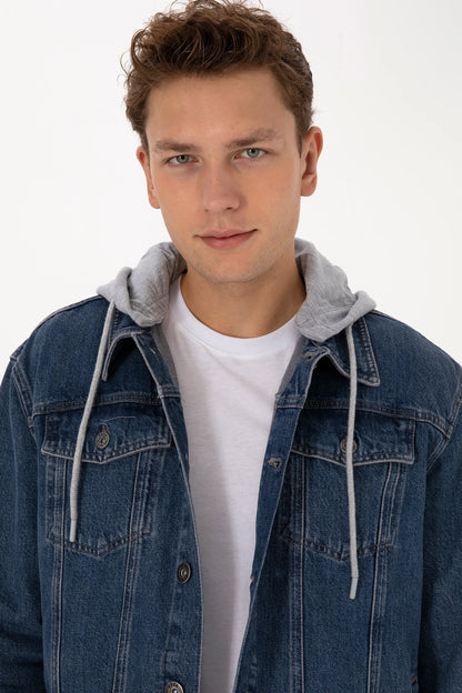 U.S. Polo Assn. Dark Blue Men Dark Blue Hooded Denim Jacket SKU: G081SZ0770 2234897_DN0023 Image 02