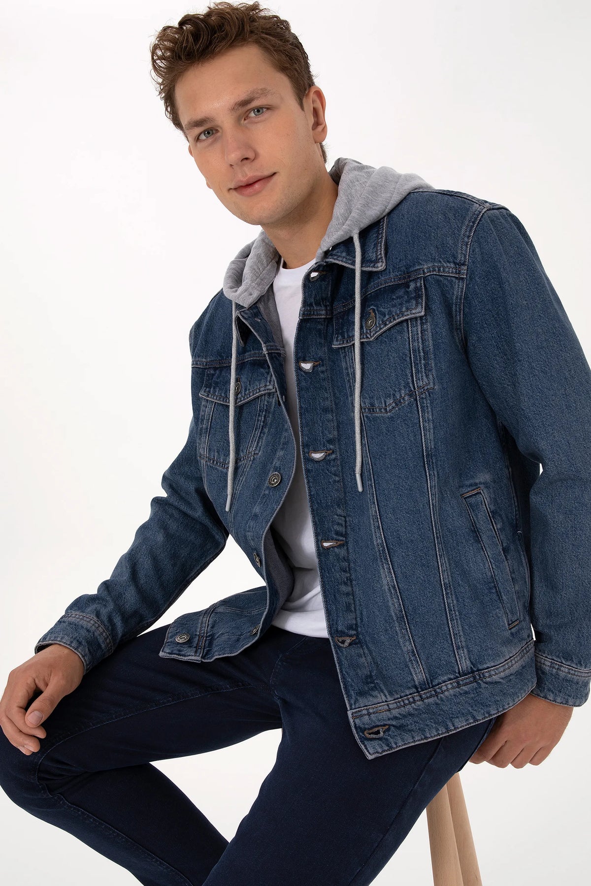 U.S. Polo Assn. Dark Blue Men Dark Blue Hooded Denim Jacket SKU: G081SZ0770 2234897_DN0023 Image 04