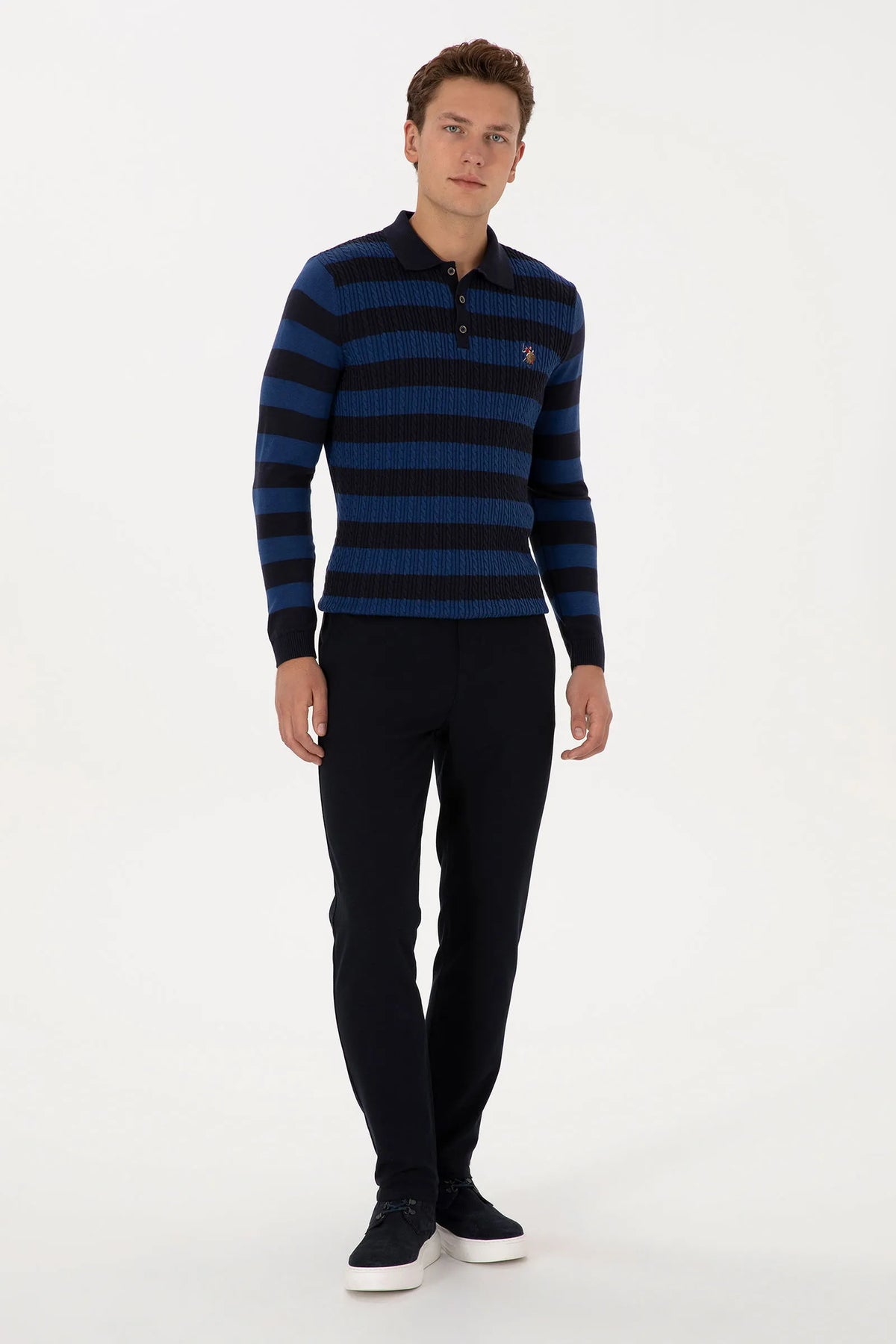 U.S. Polo Assn. Navy Men Navy Straight Fit Chino Trousers SKU: G081SZ0780 2266756_VR033 Image 01