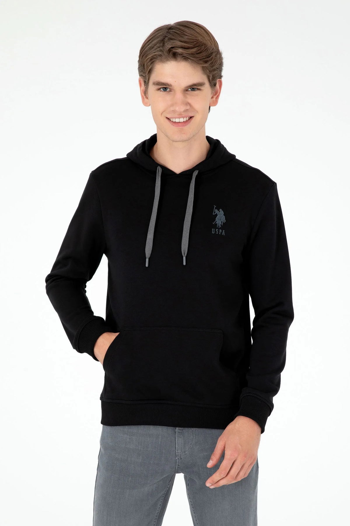 U.S. Polo Assn. Black Men Black Drawstring Hoodie SKU: G081SZ0820 1926894_VR046 Image 01
