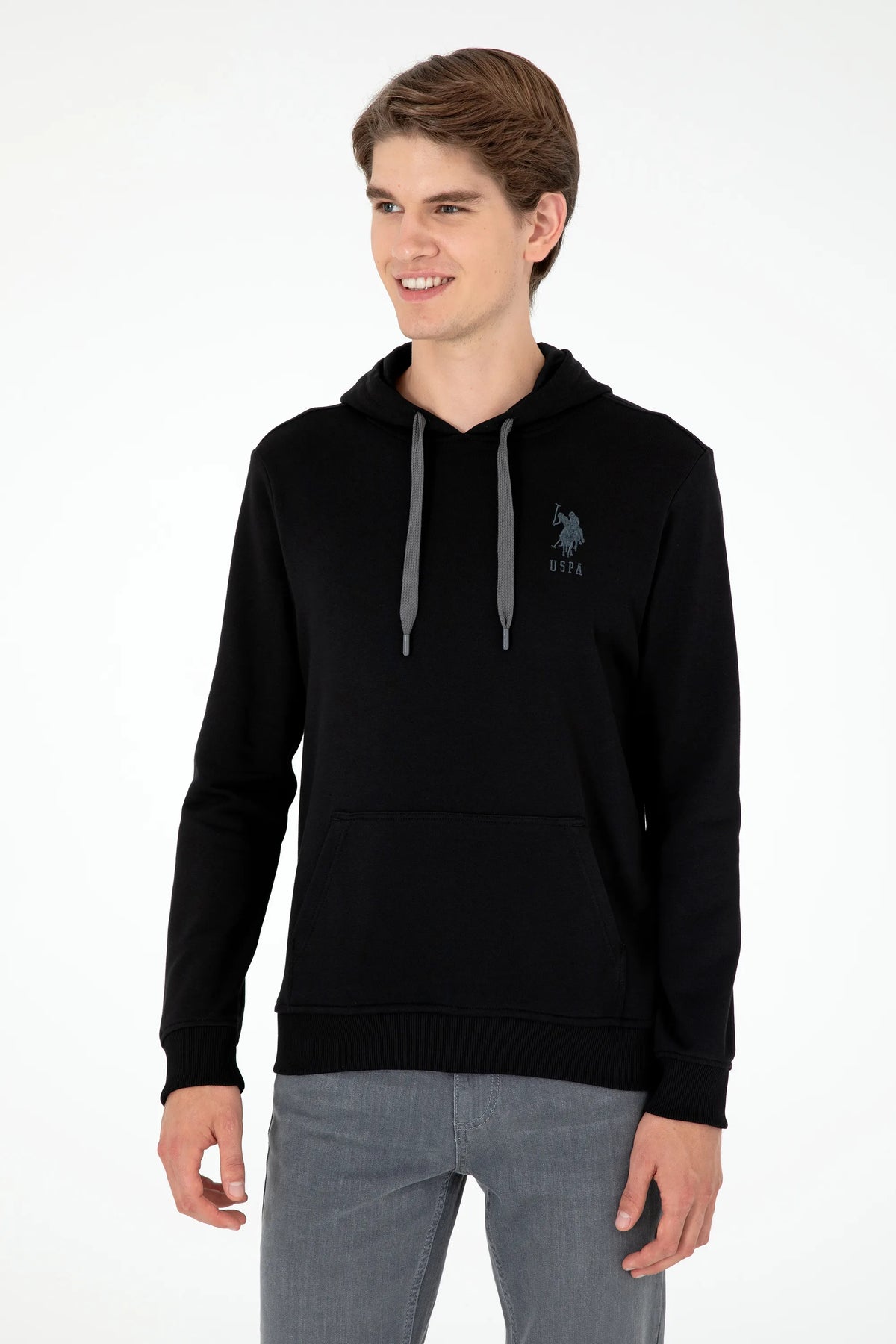 U.S. Polo Assn. Black Men Black Drawstring Hoodie SKU: G081SZ0820 1926894_VR046 Image 03