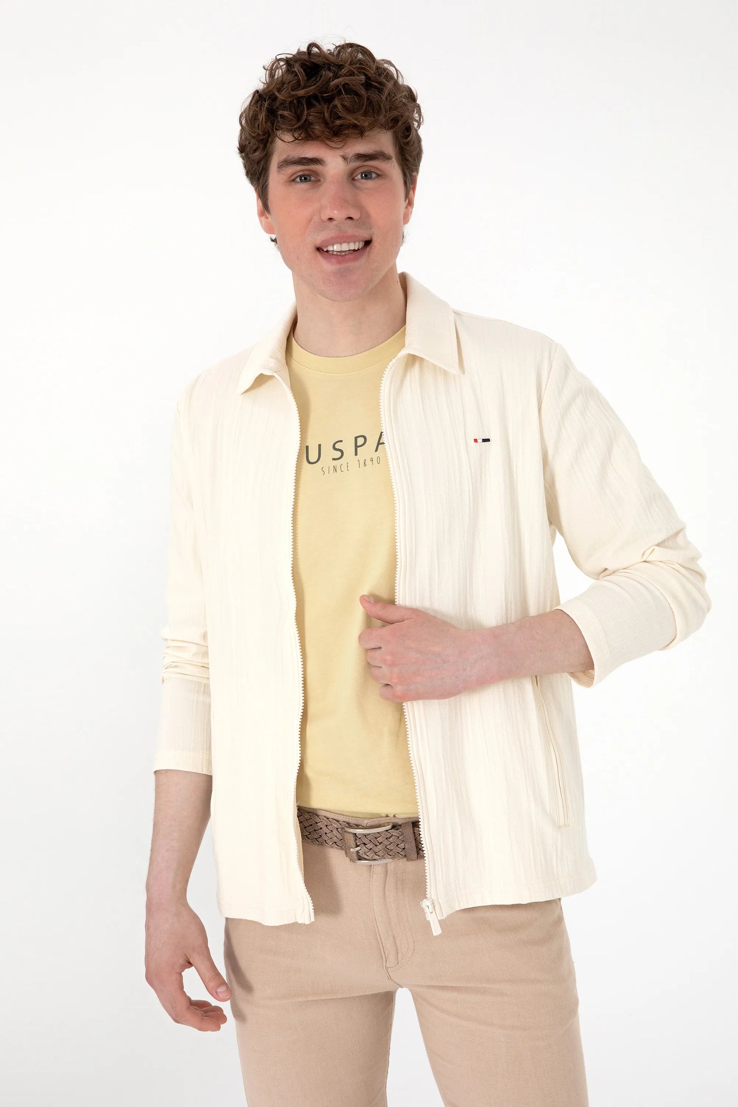 U.S. Polo Assn. Cream Men Cream Knitting Cardigan SKU: G081SZ0820 2103996_VR071 Image 03