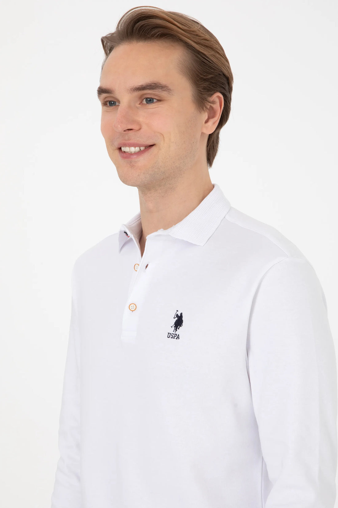U.S. Polo Assn. White Men White Long Sleeve Textured PiquŽ Polo Shirt SKU: G081SZ0820 2225618_VR013 Image 02