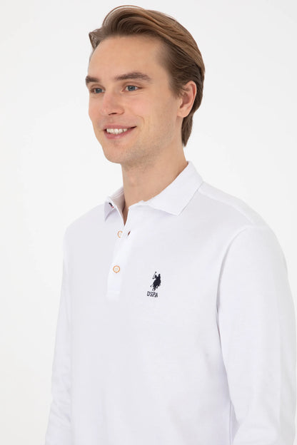 U.S. Polo Assn. White Men White Long Sleeve Textured PiquŽ Polo Shirt SKU: G081SZ0820 2225618_VR013 Image 02
