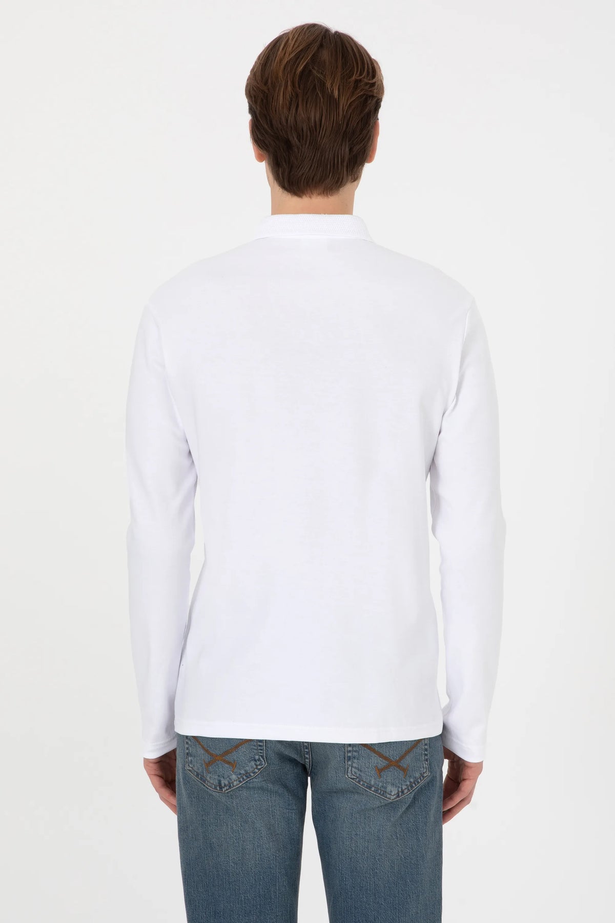U.S. Polo Assn. White Men White Long Sleeve Textured PiquŽ Polo Shirt SKU: G081SZ0820 2225618_VR013 Image 05