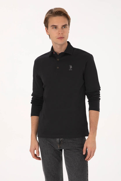 U.S. Polo Assn._Black_Black Long Sleeve Polo Shirt_G081SZ0820 2225618_VR046_03