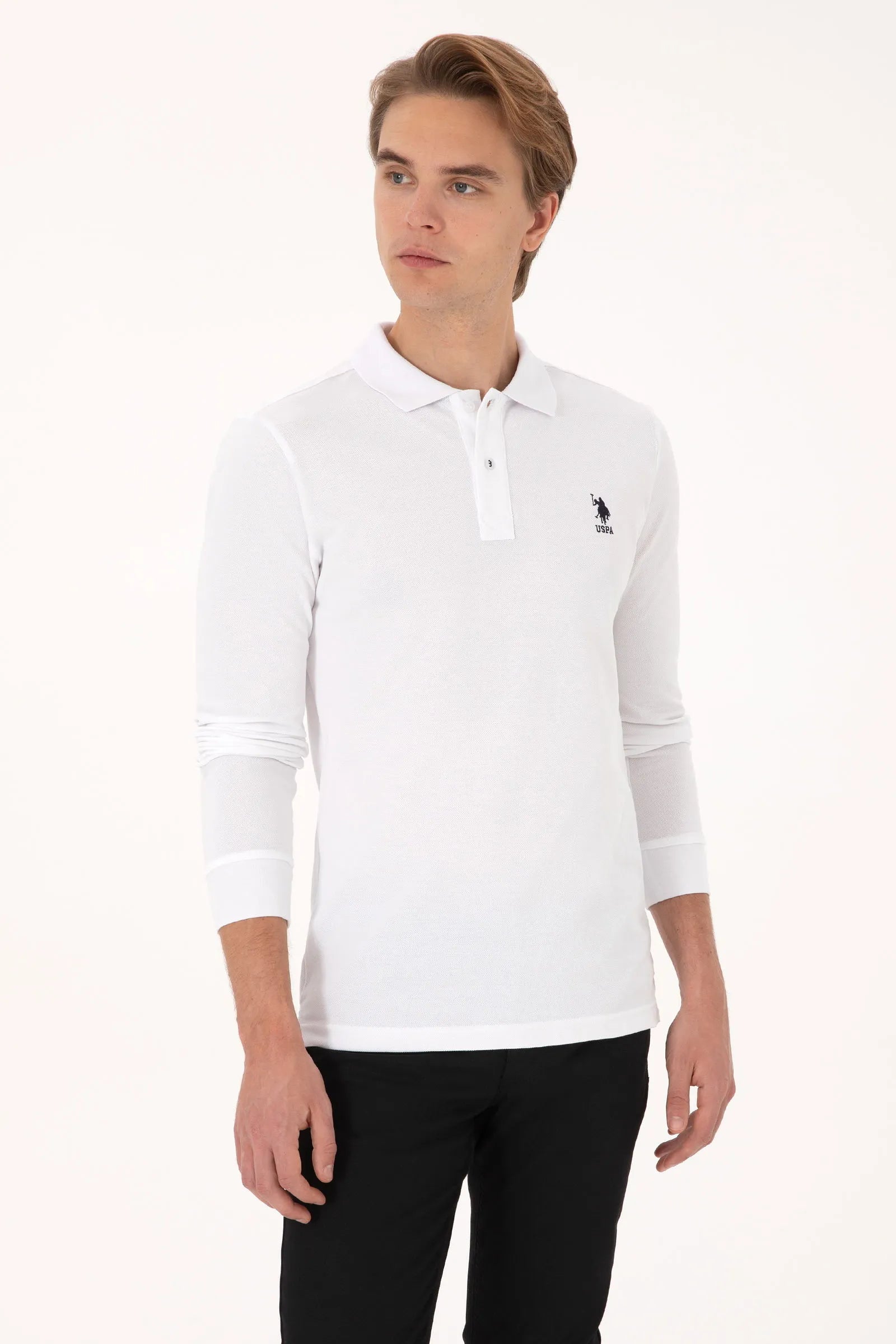 U.S. Polo Assn._White_White Long Sleeve Polo Shirt_G081SZ0820 2225638_VR013_01